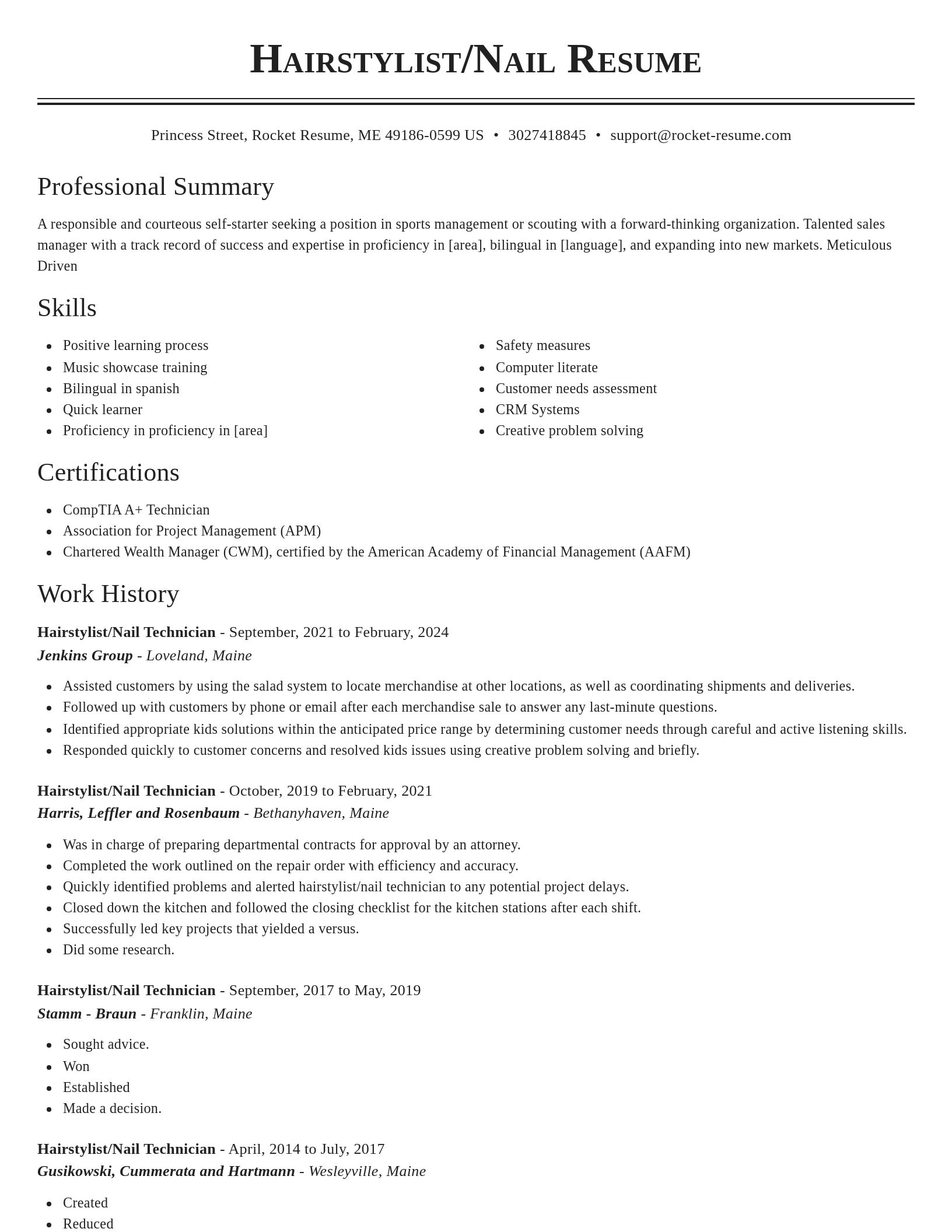 Classic resume template