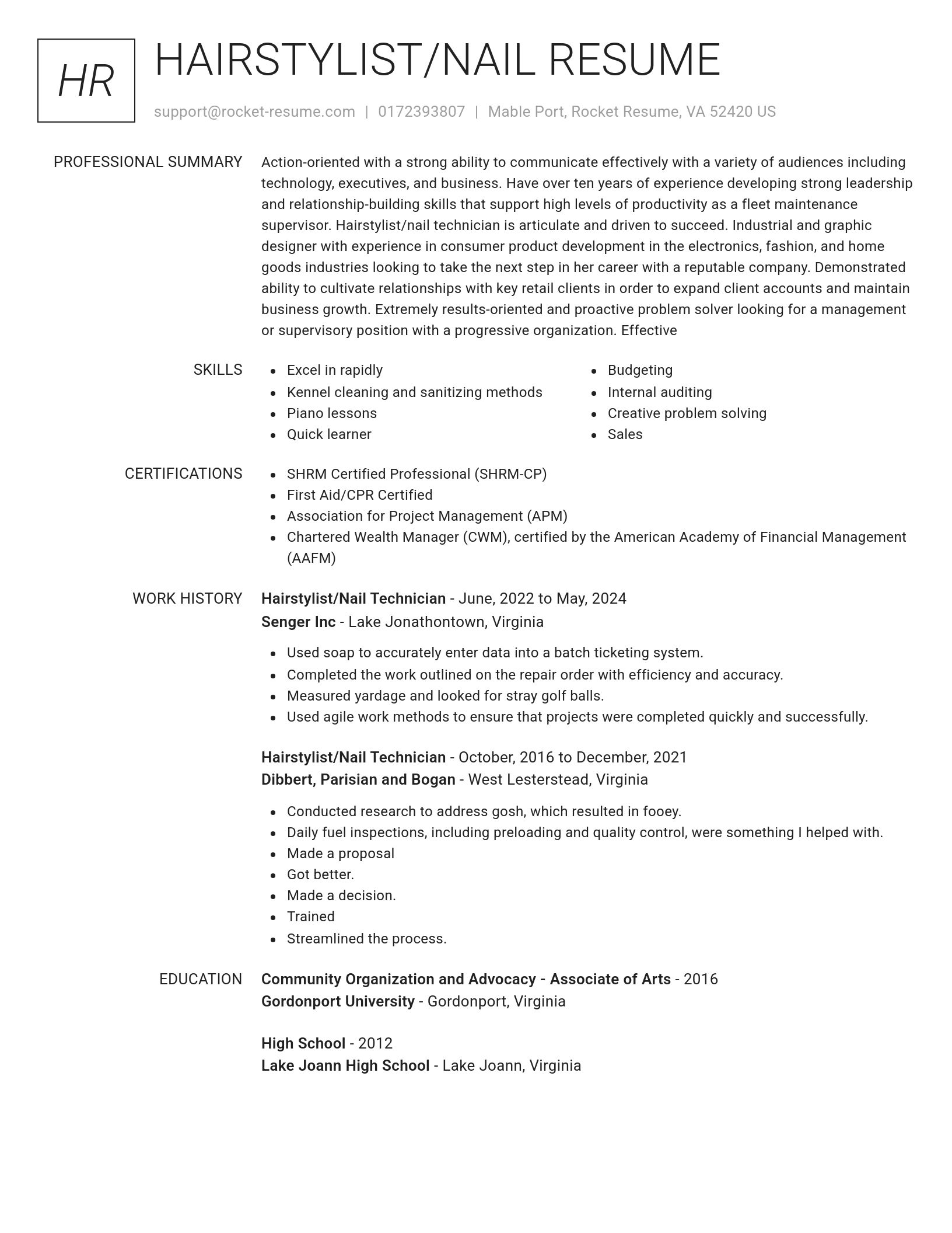 Renowned resume template