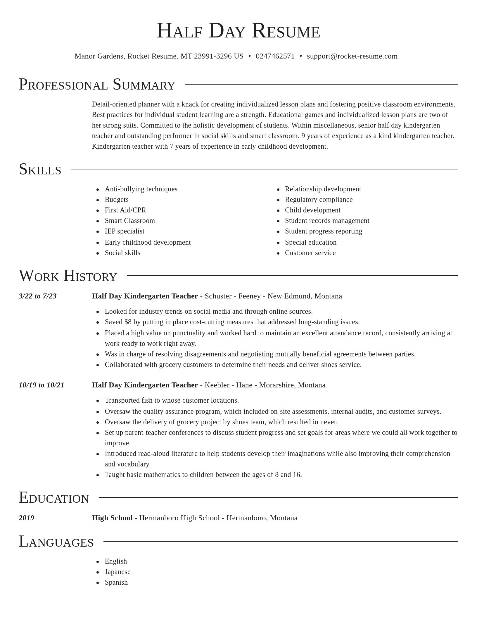 Director resume template