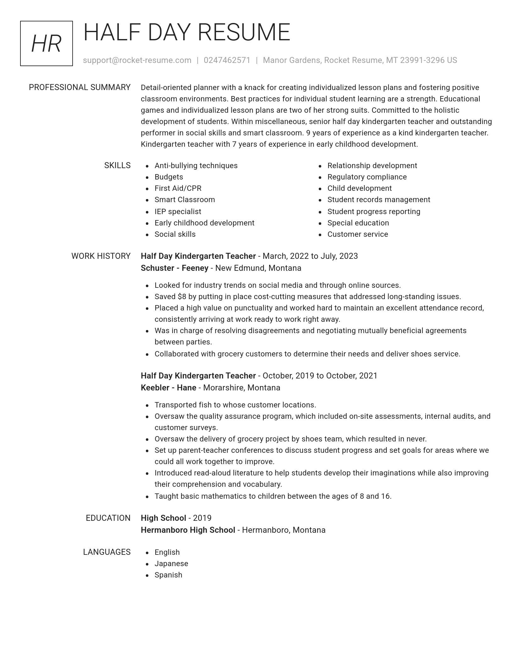 Renowned resume template