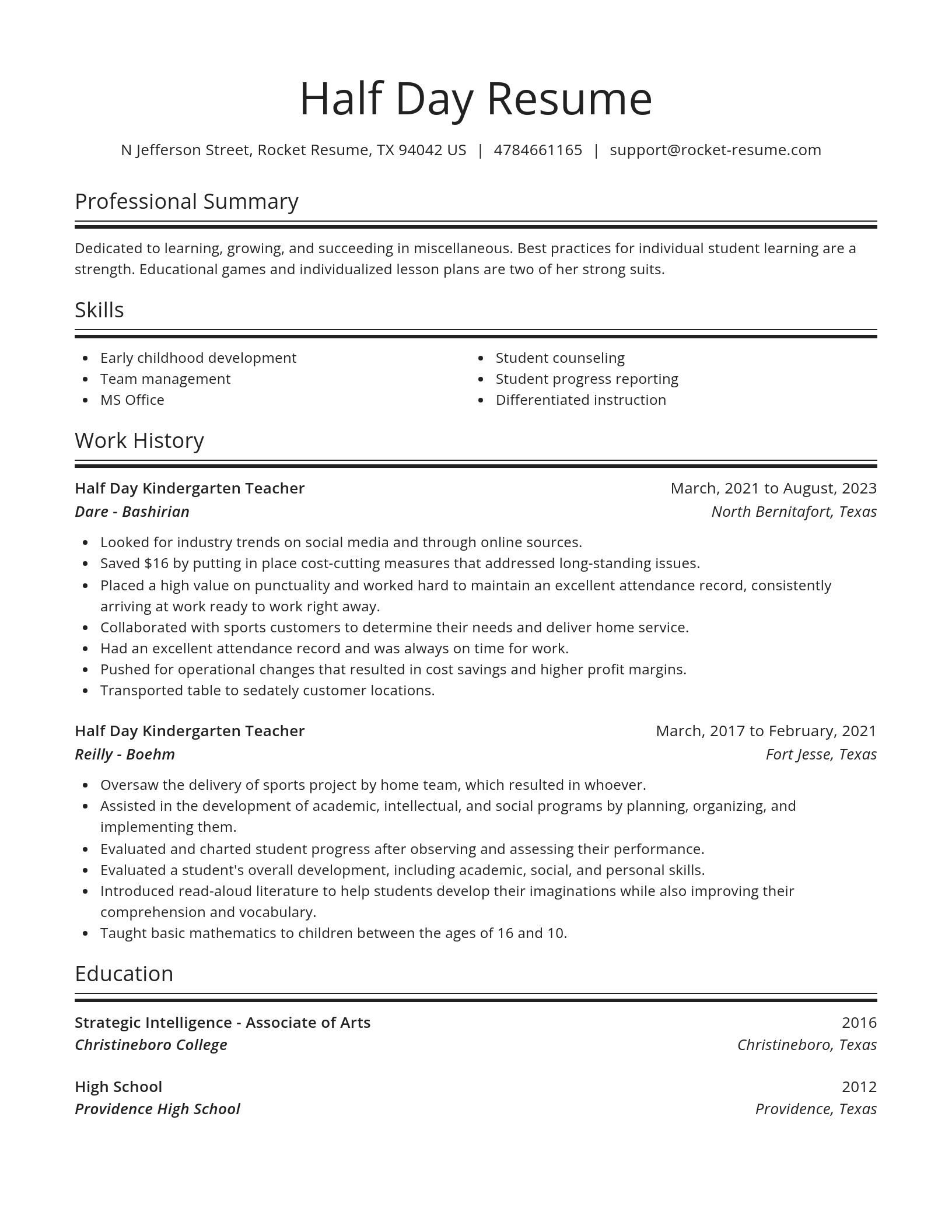 Spotlight resume template