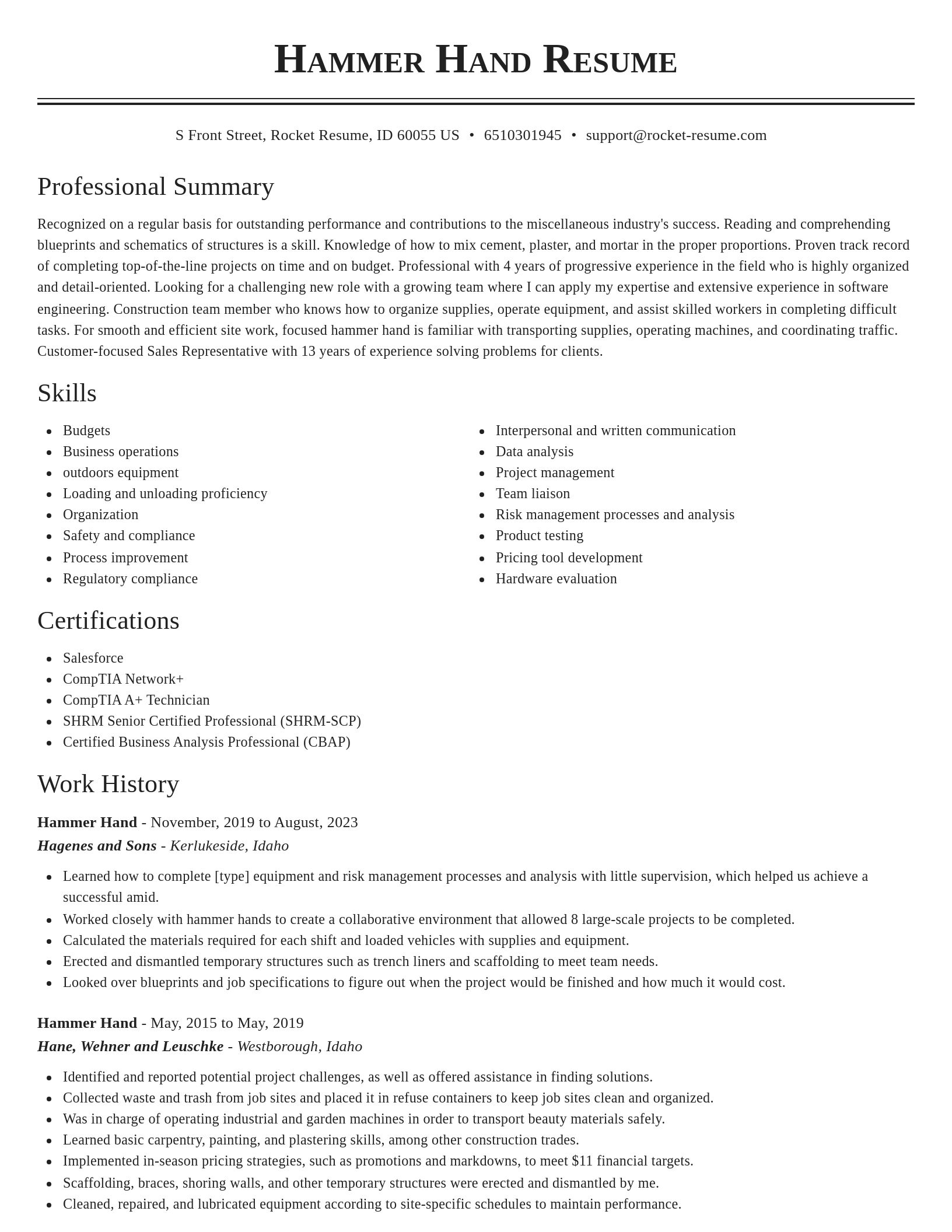 Classic resume template