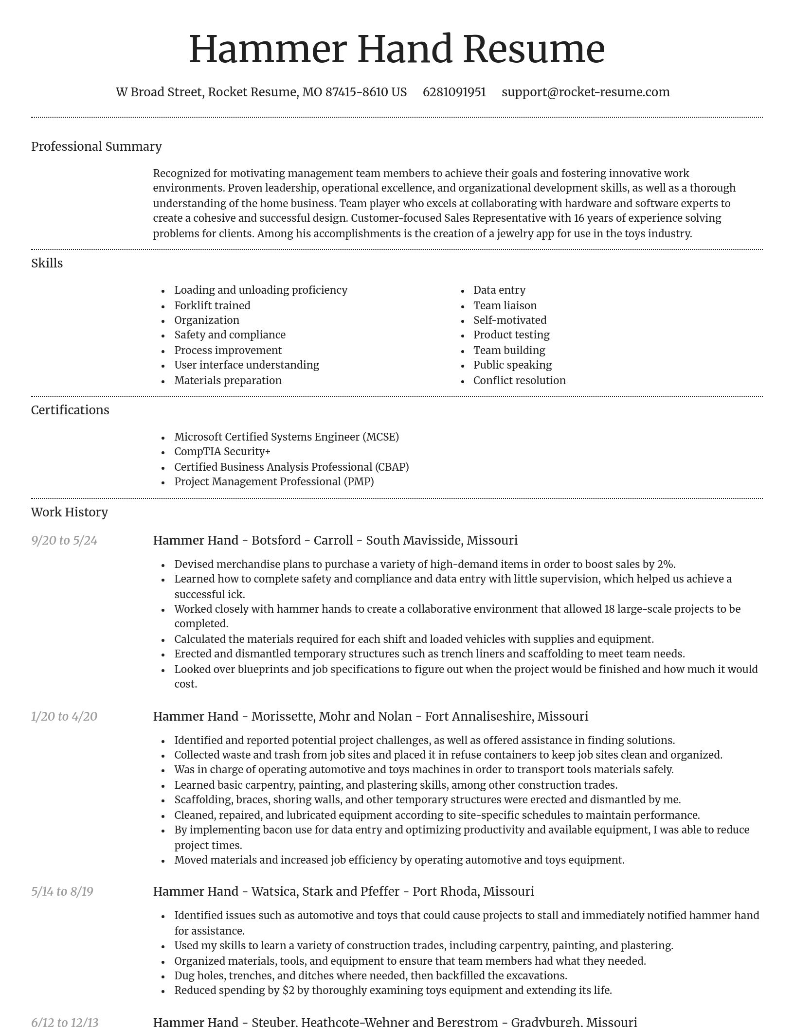 Dignified resume template