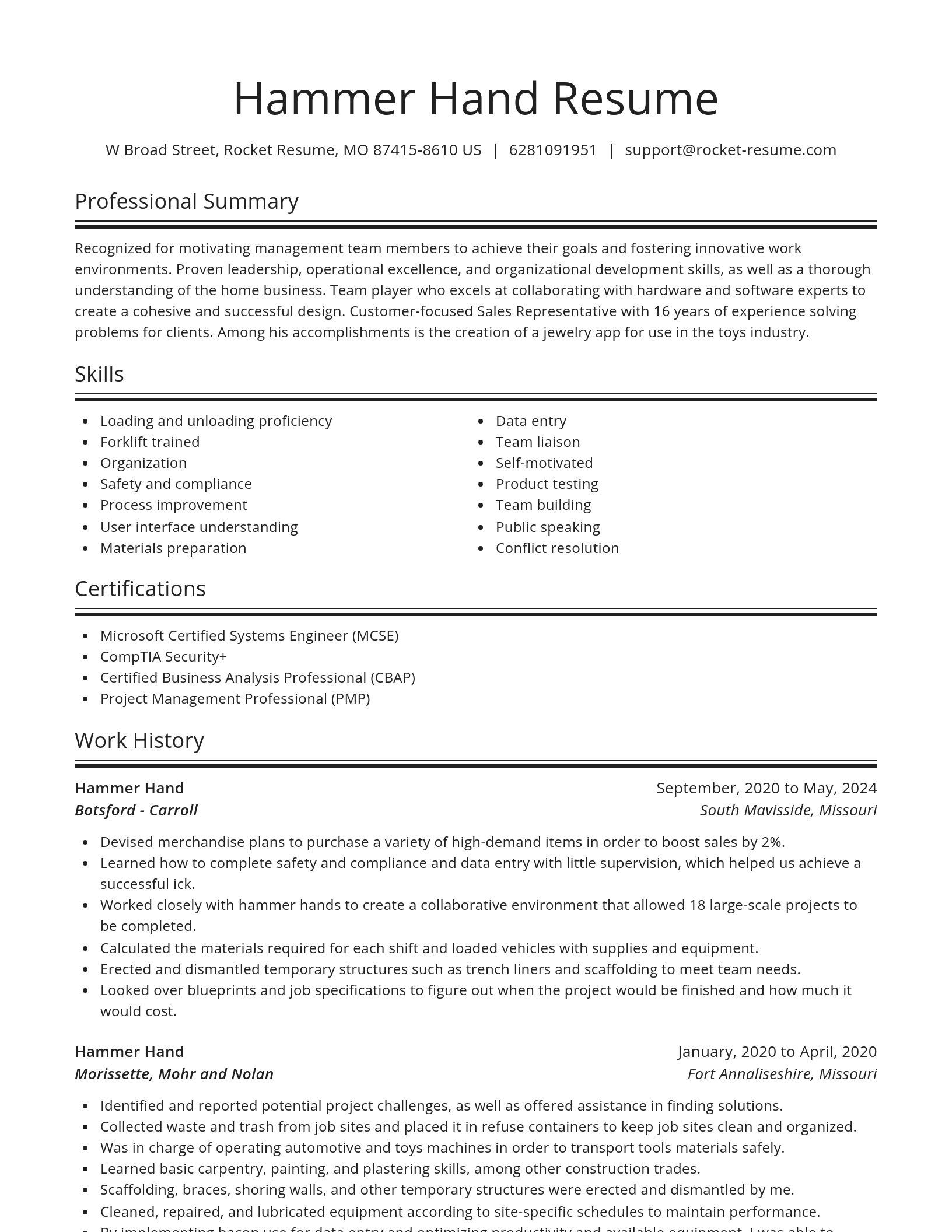 Spotlight resume template