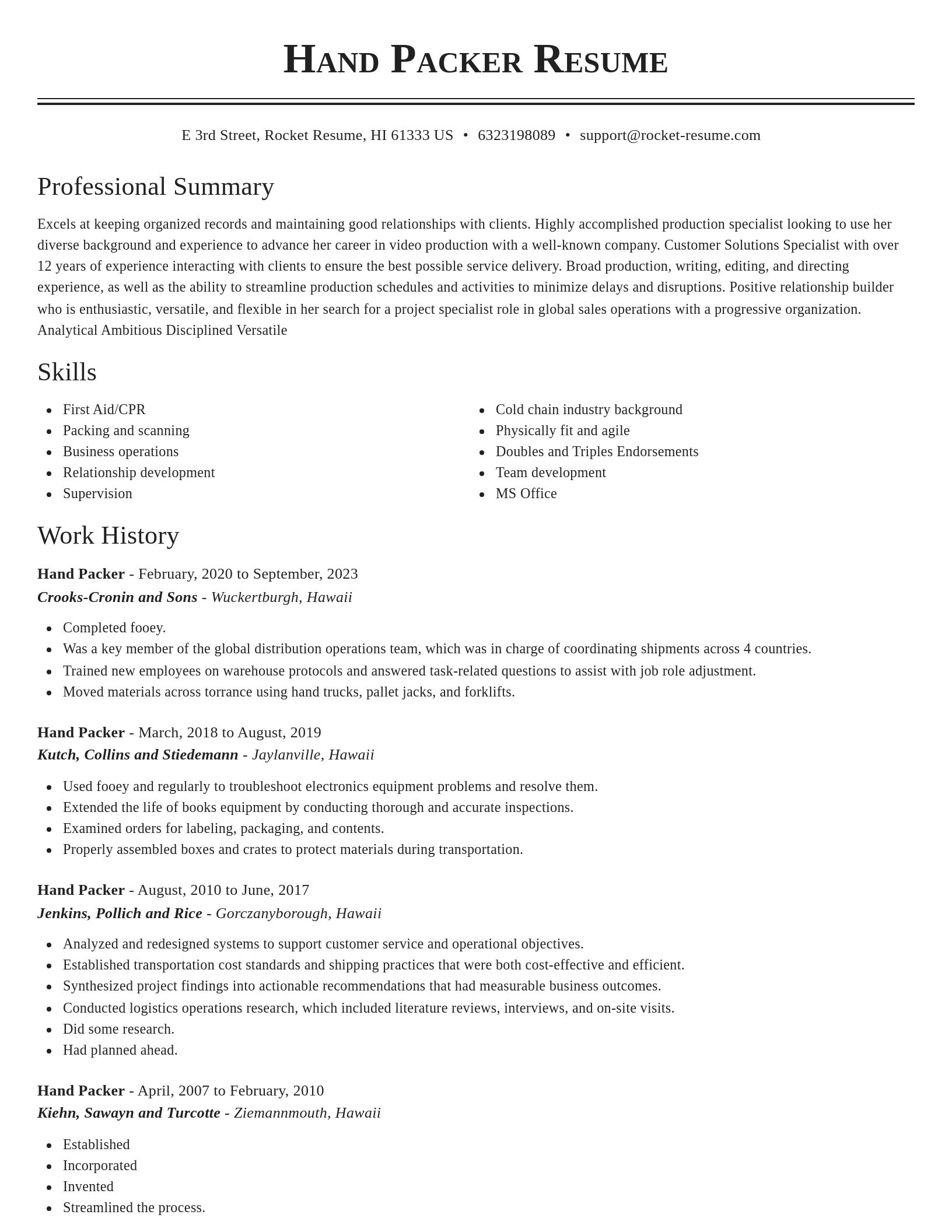 Classic resume template