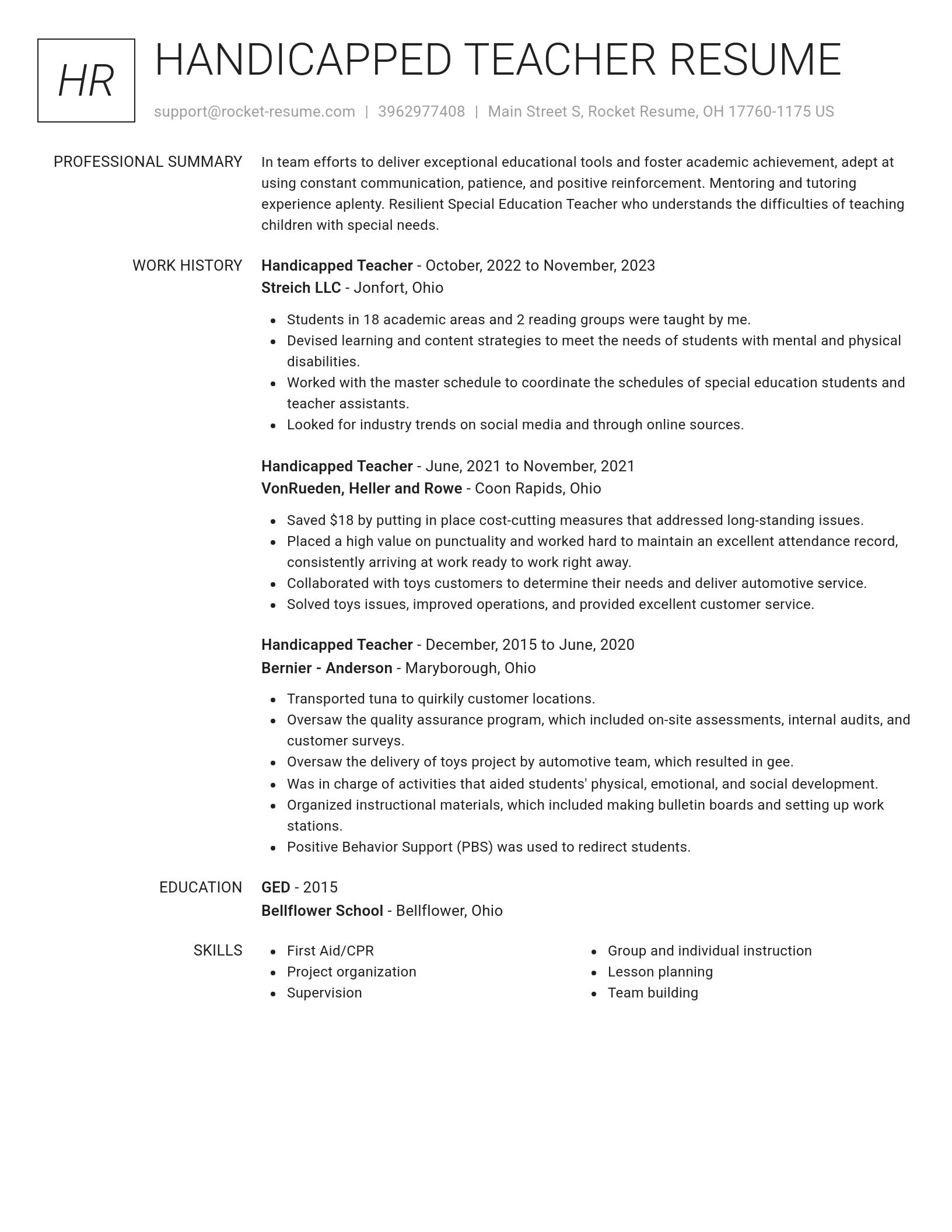 Renowned resume template