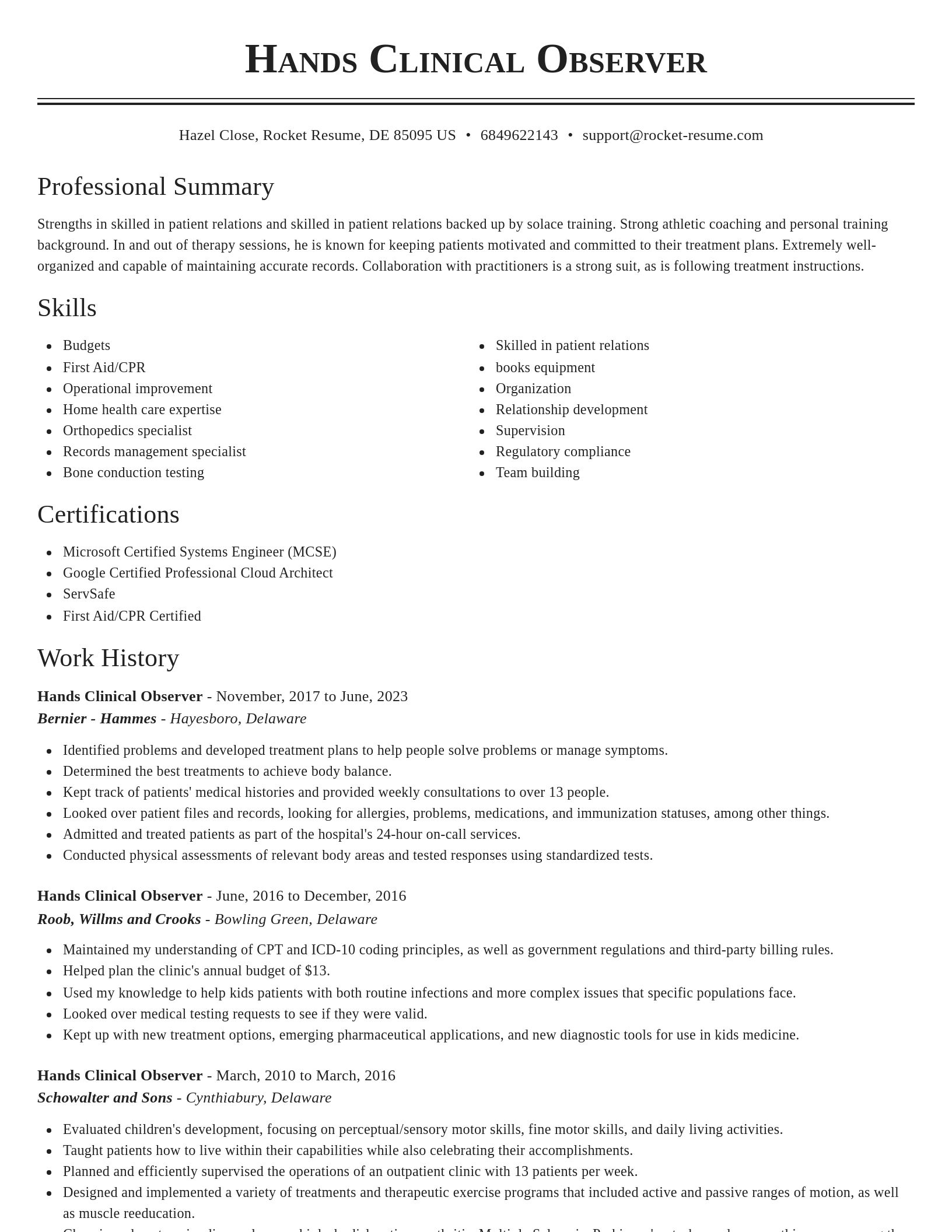 Classic resume template