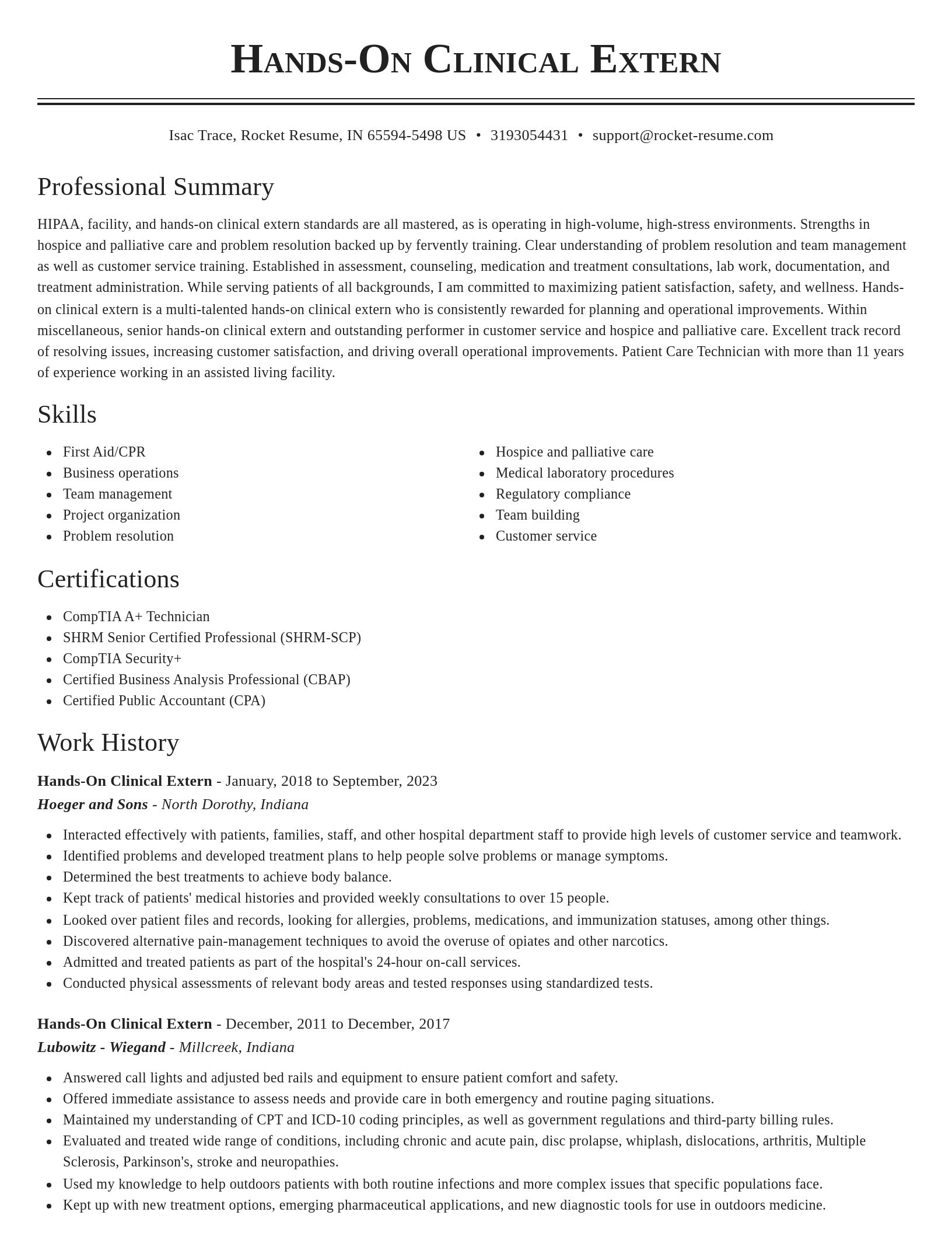 Classic resume template