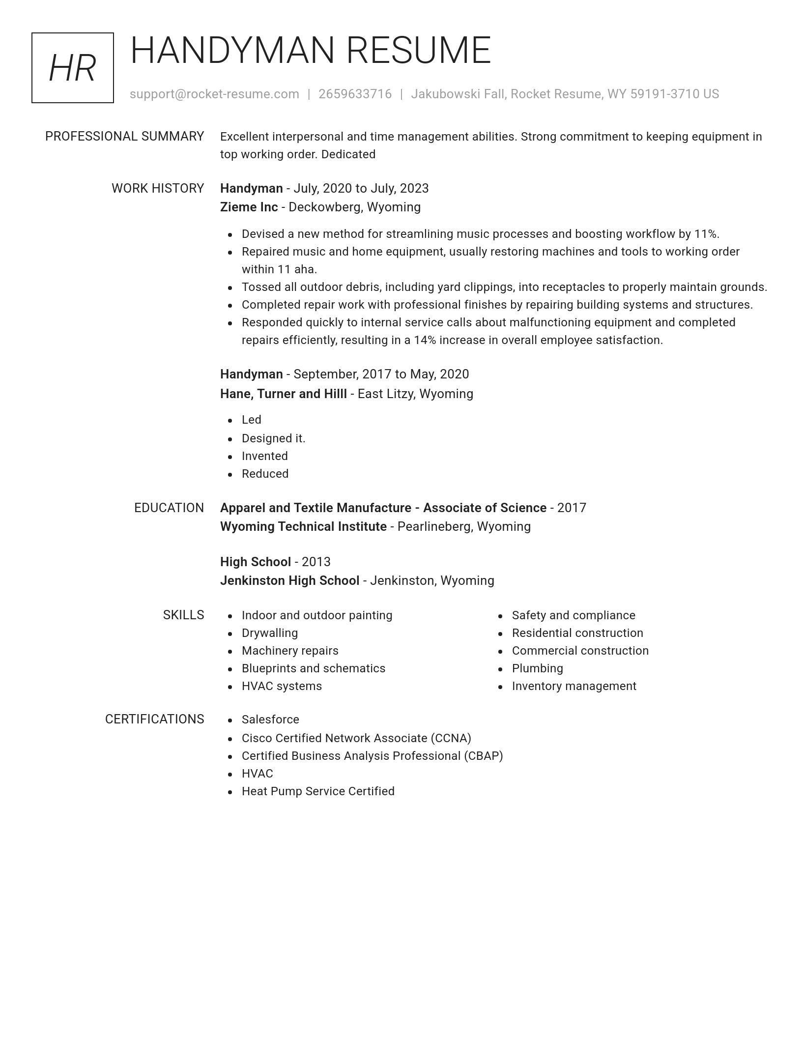 Renowned resume template