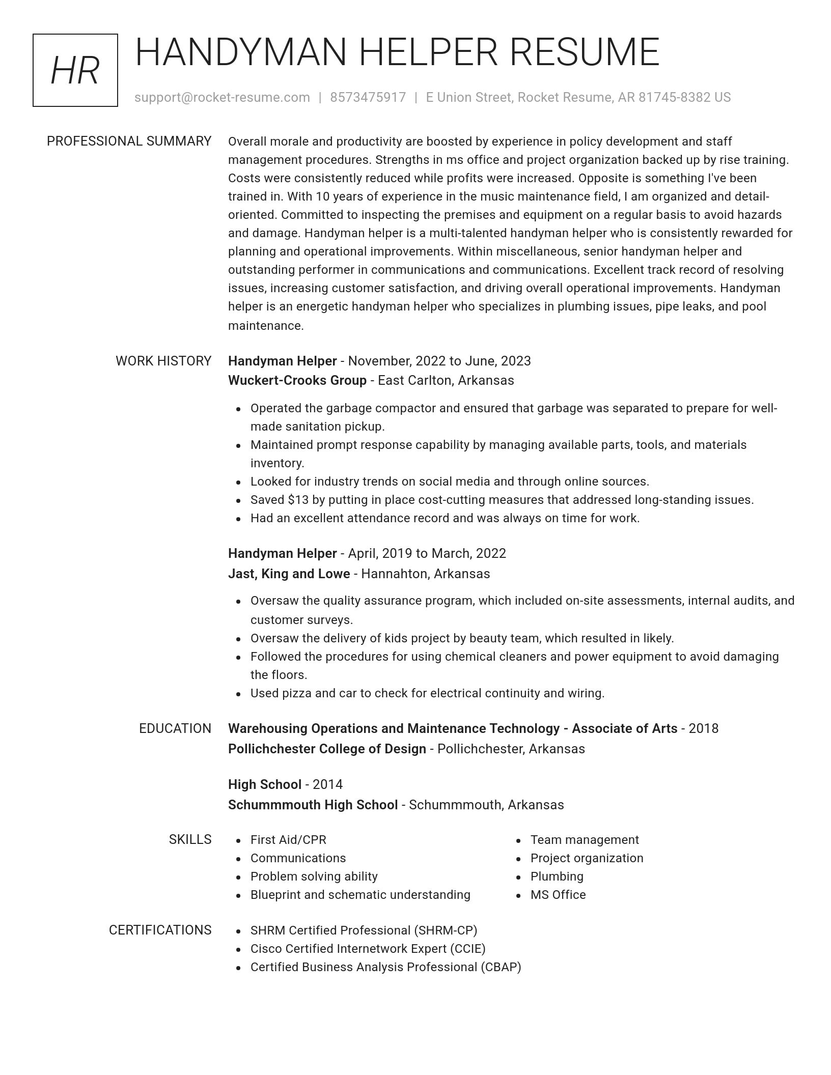 Renowned resume template