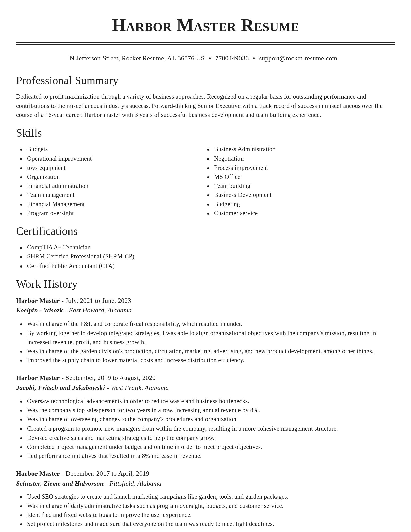 Classic resume template
