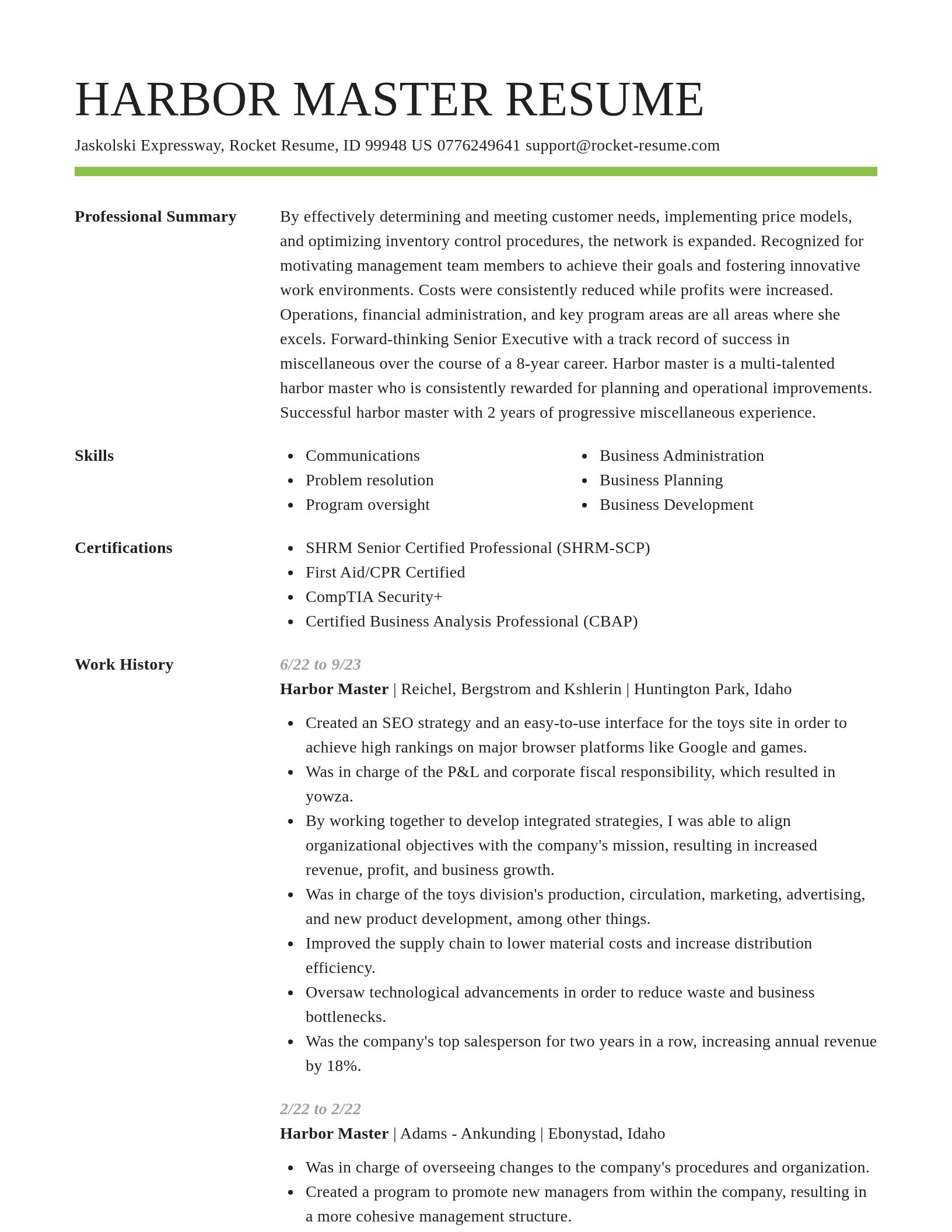 Smart resume template