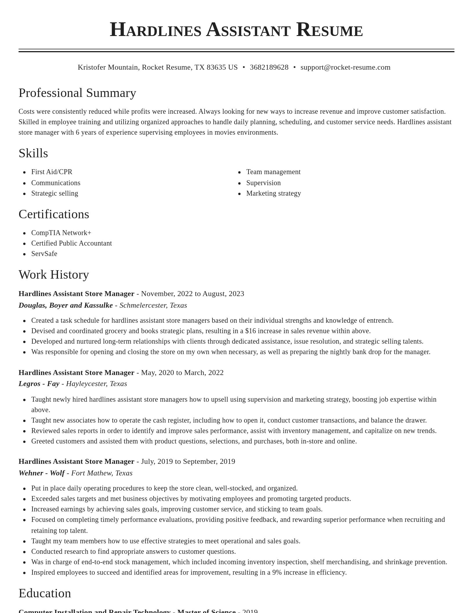Classic resume template