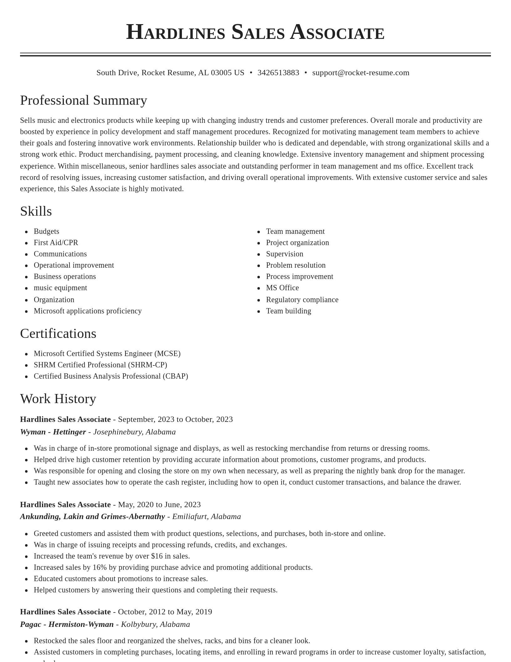 Classic resume template