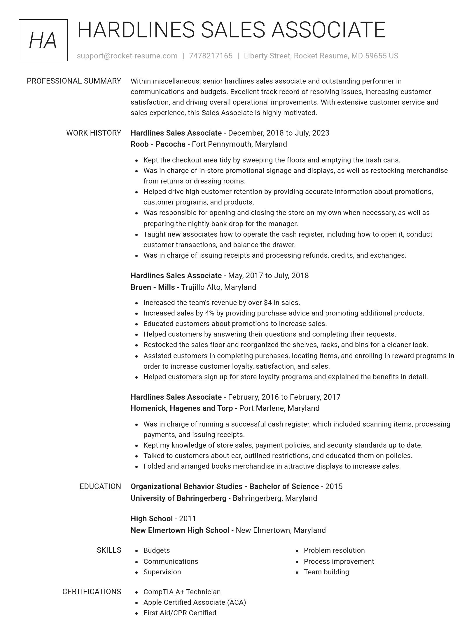 Renowned resume template