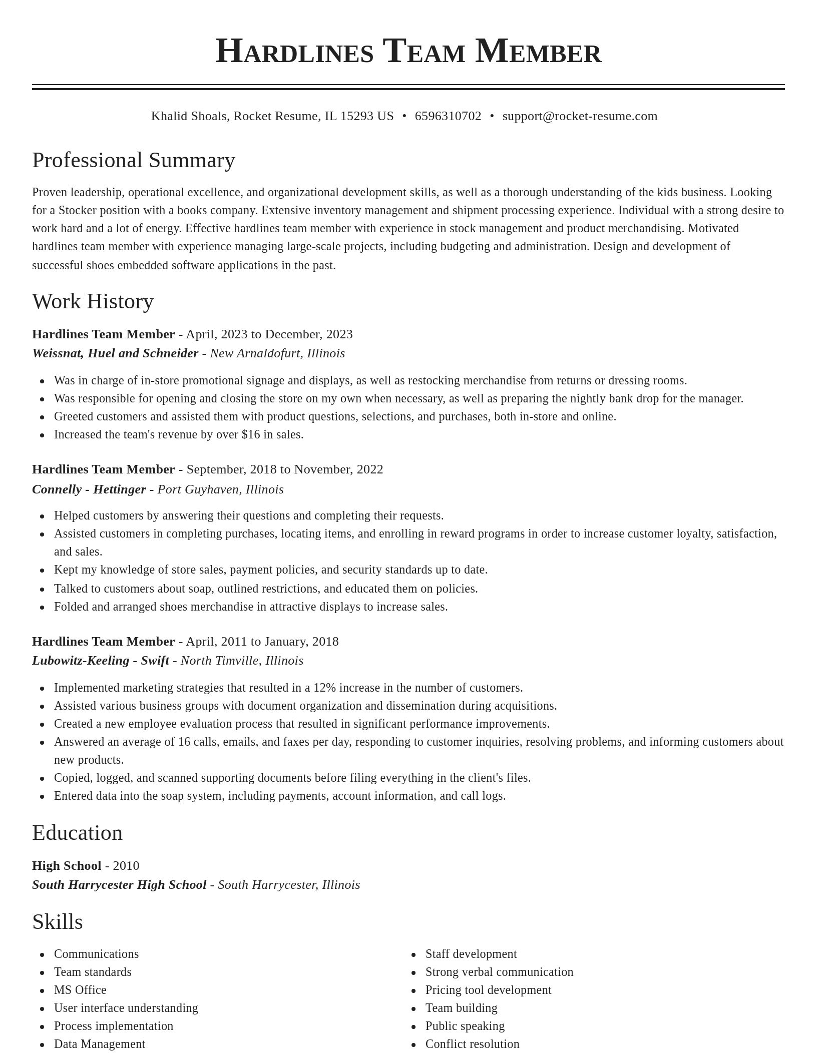 Classic resume template