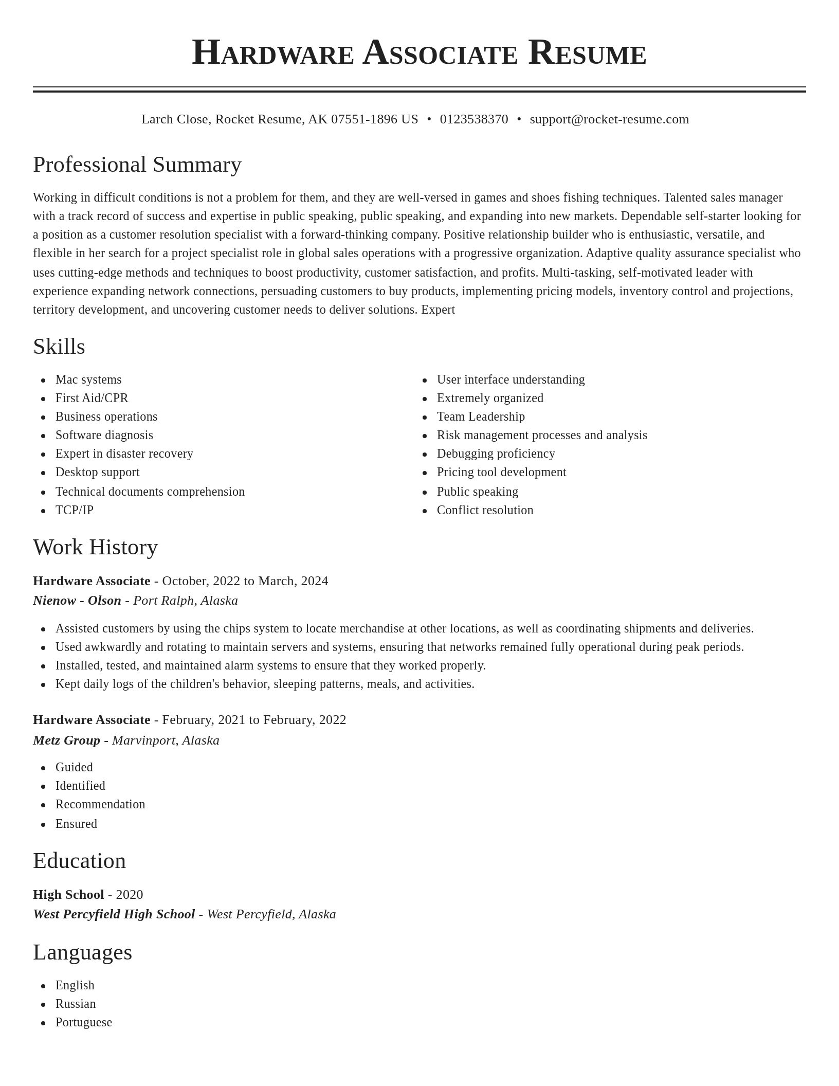 Classic resume template