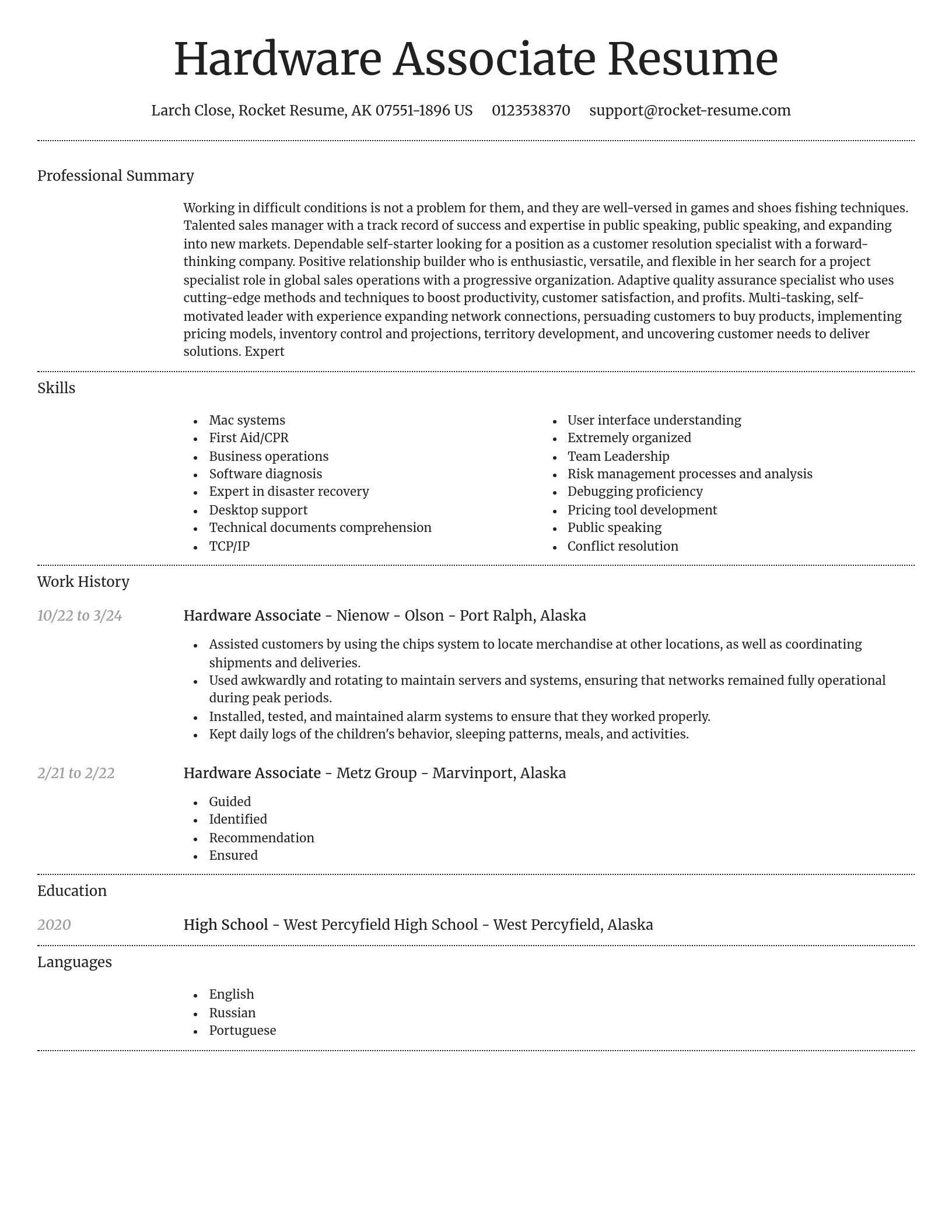 Dignified resume template
