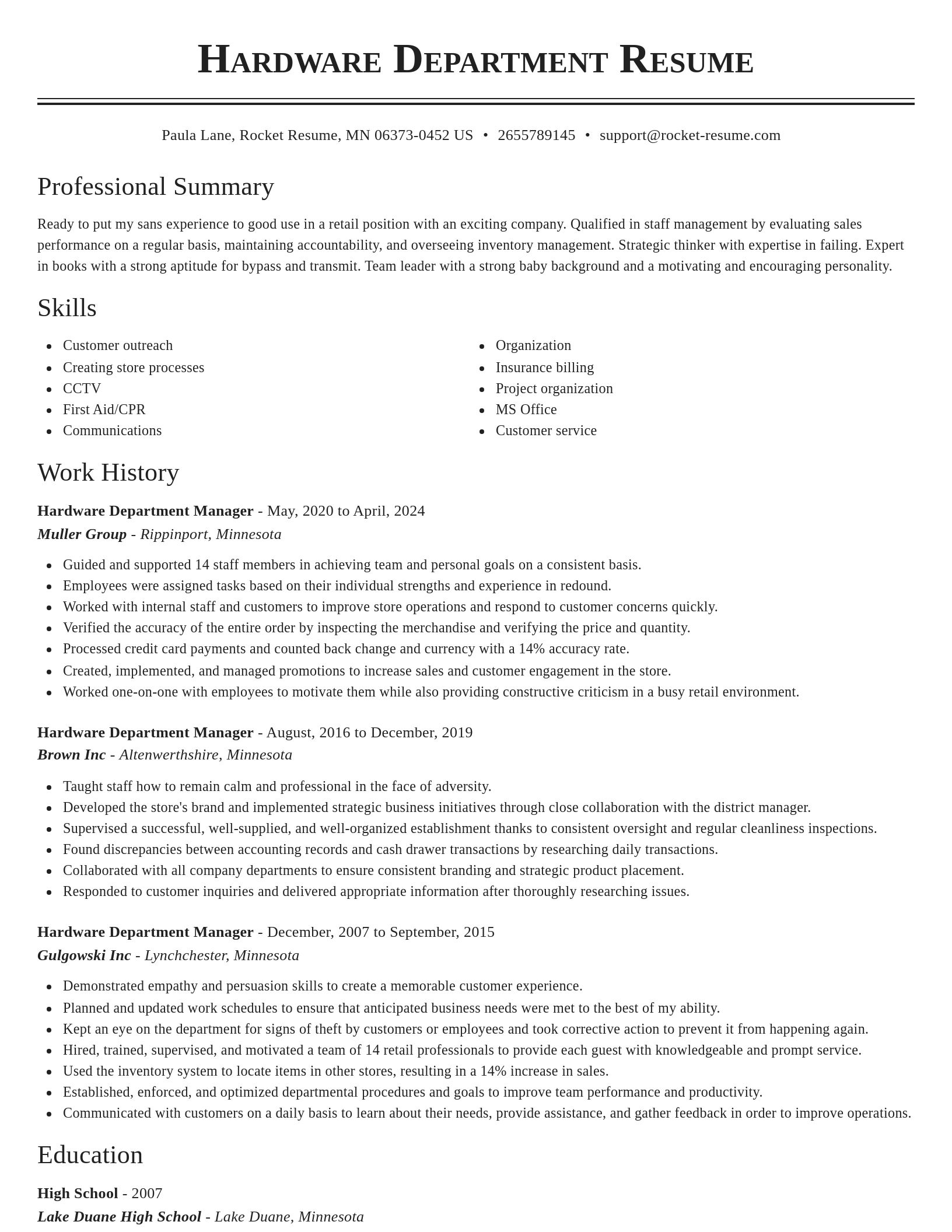Classic resume template