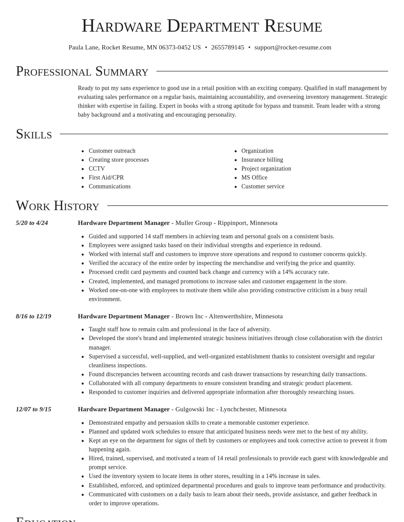 Director resume template