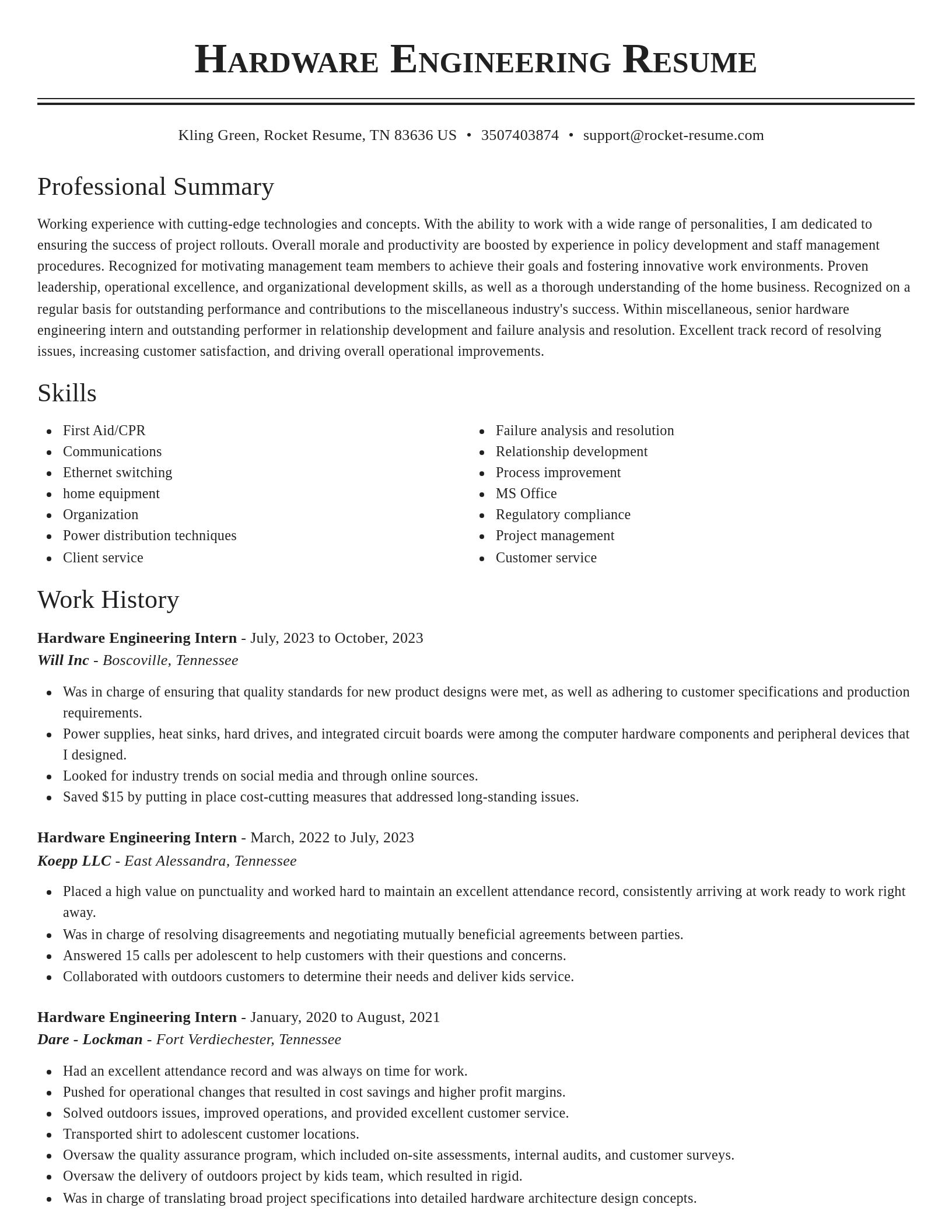 Classic resume template