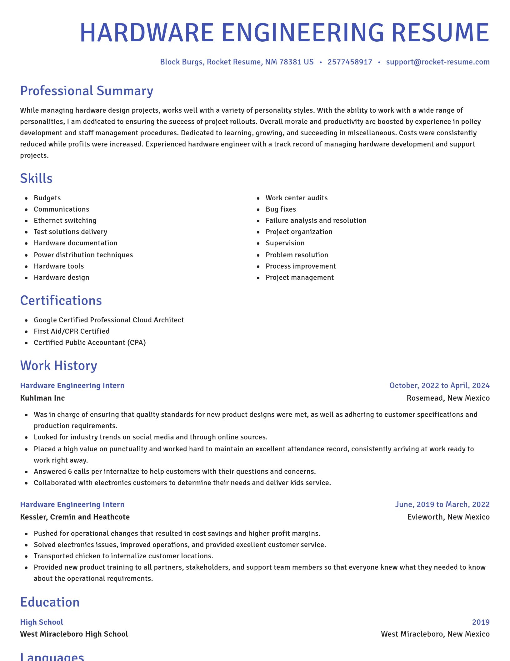Novel resume template