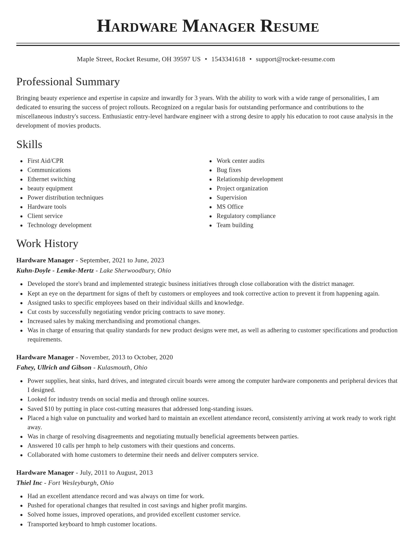 Classic resume template