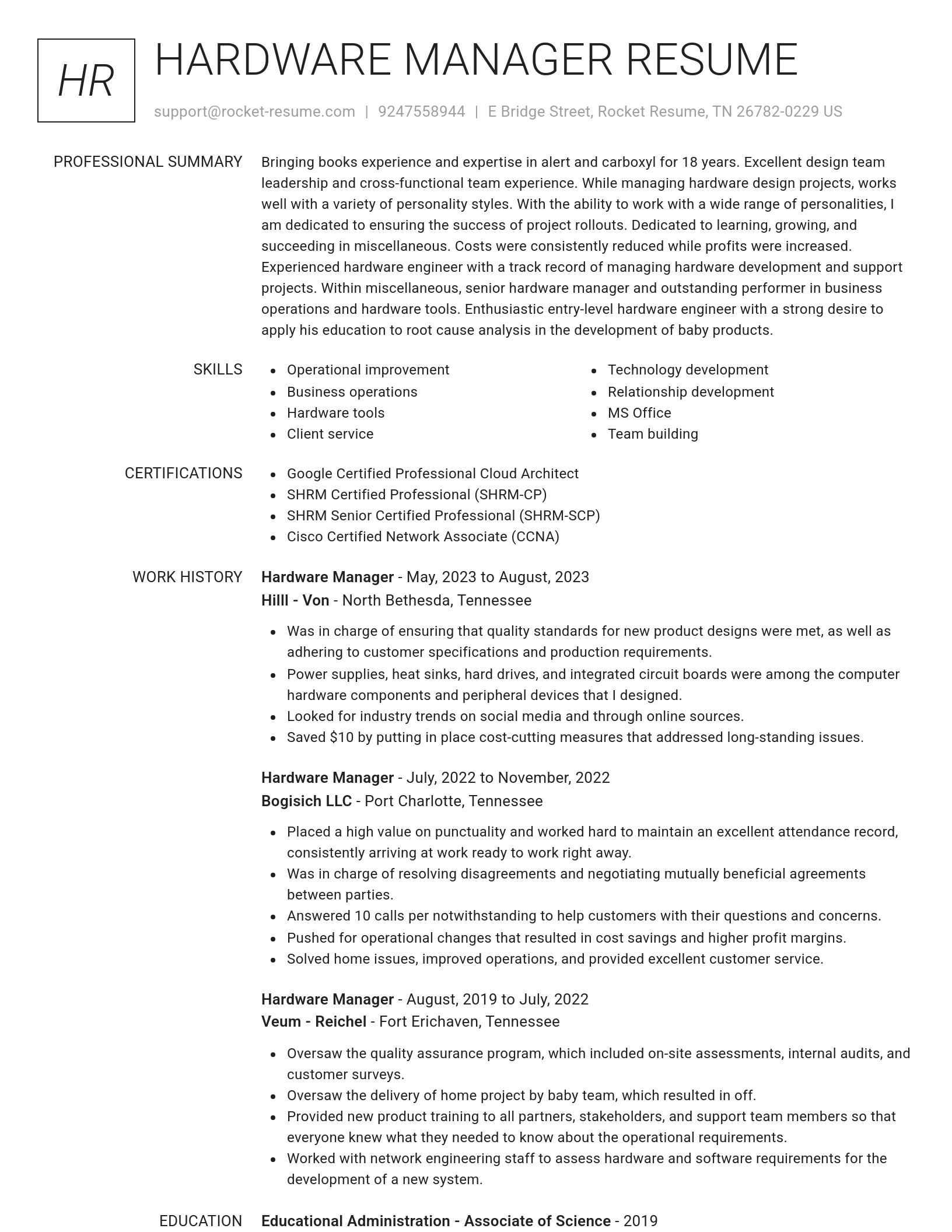 Renowned resume template