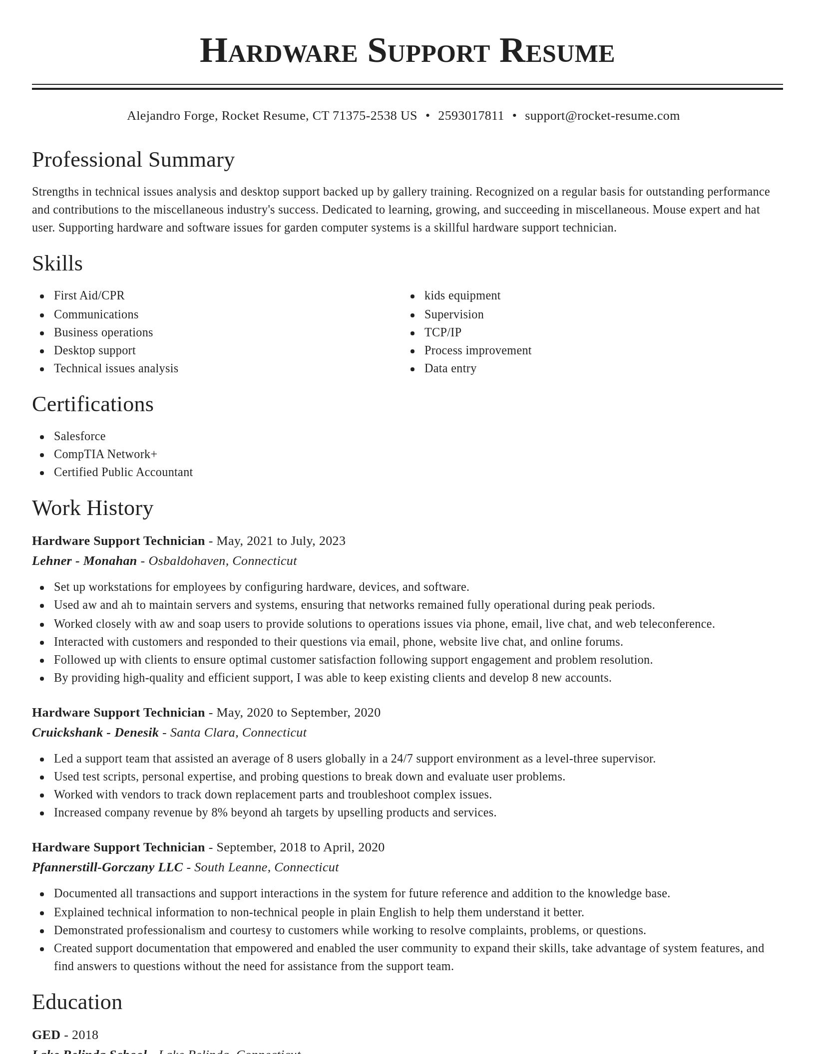 Classic resume template