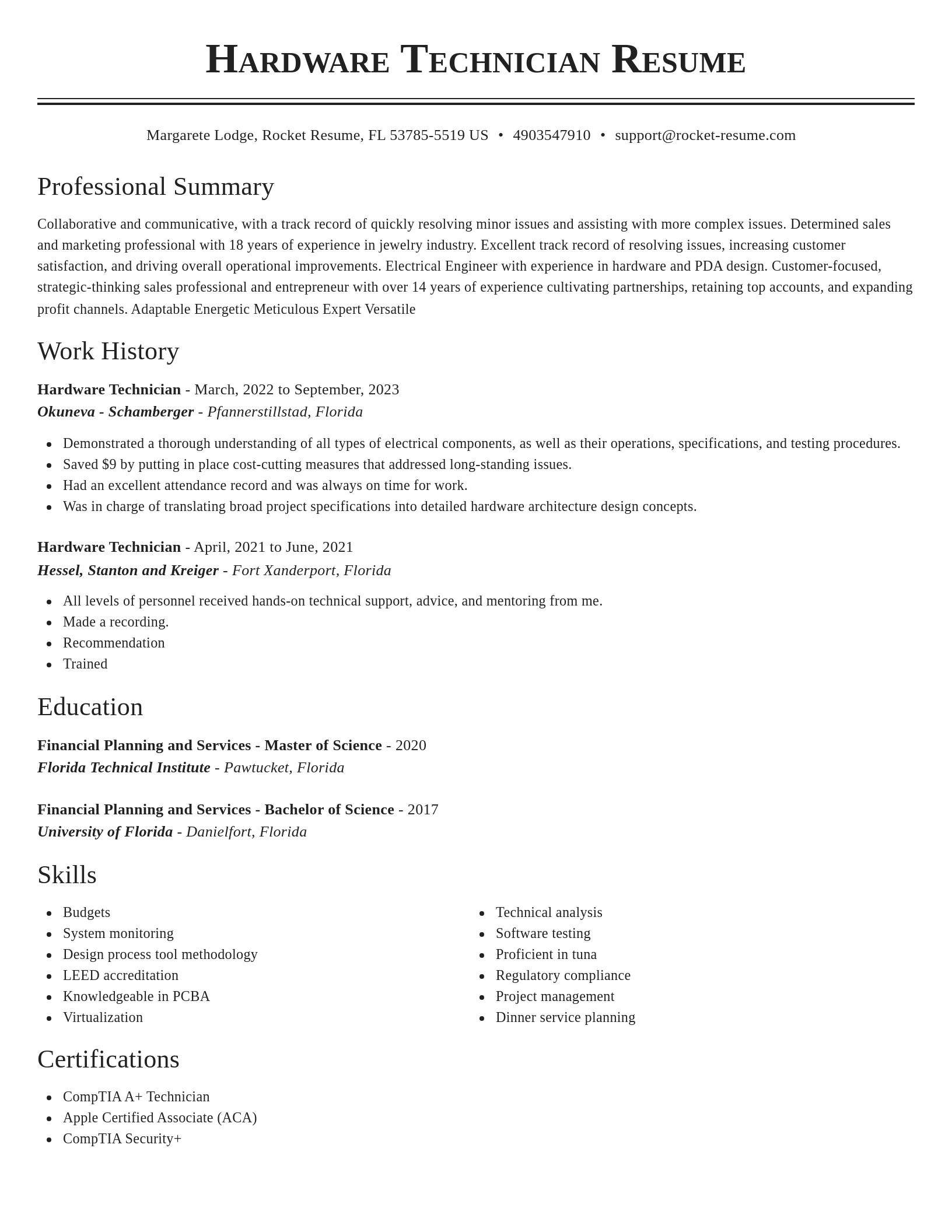 Classic resume template
