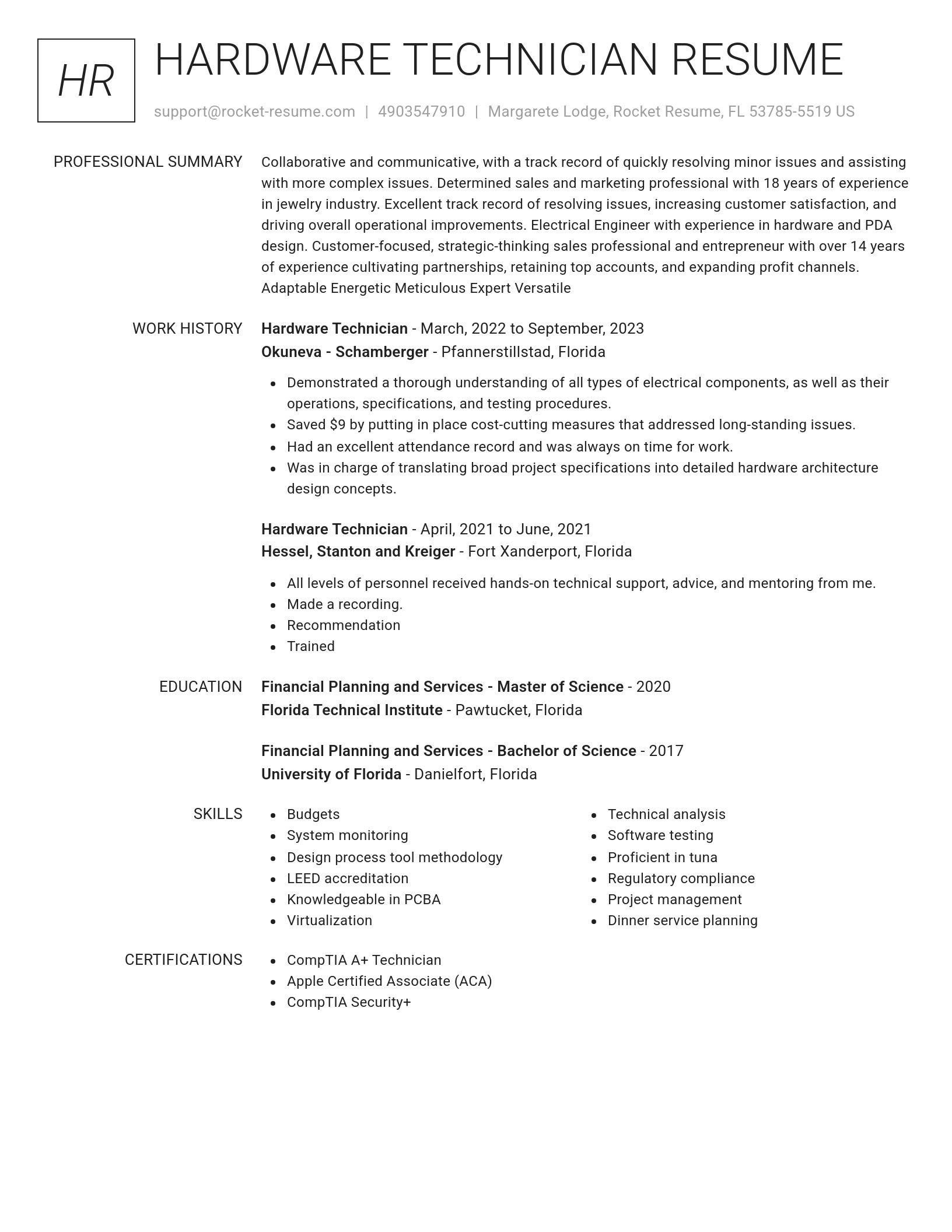 Renowned resume template