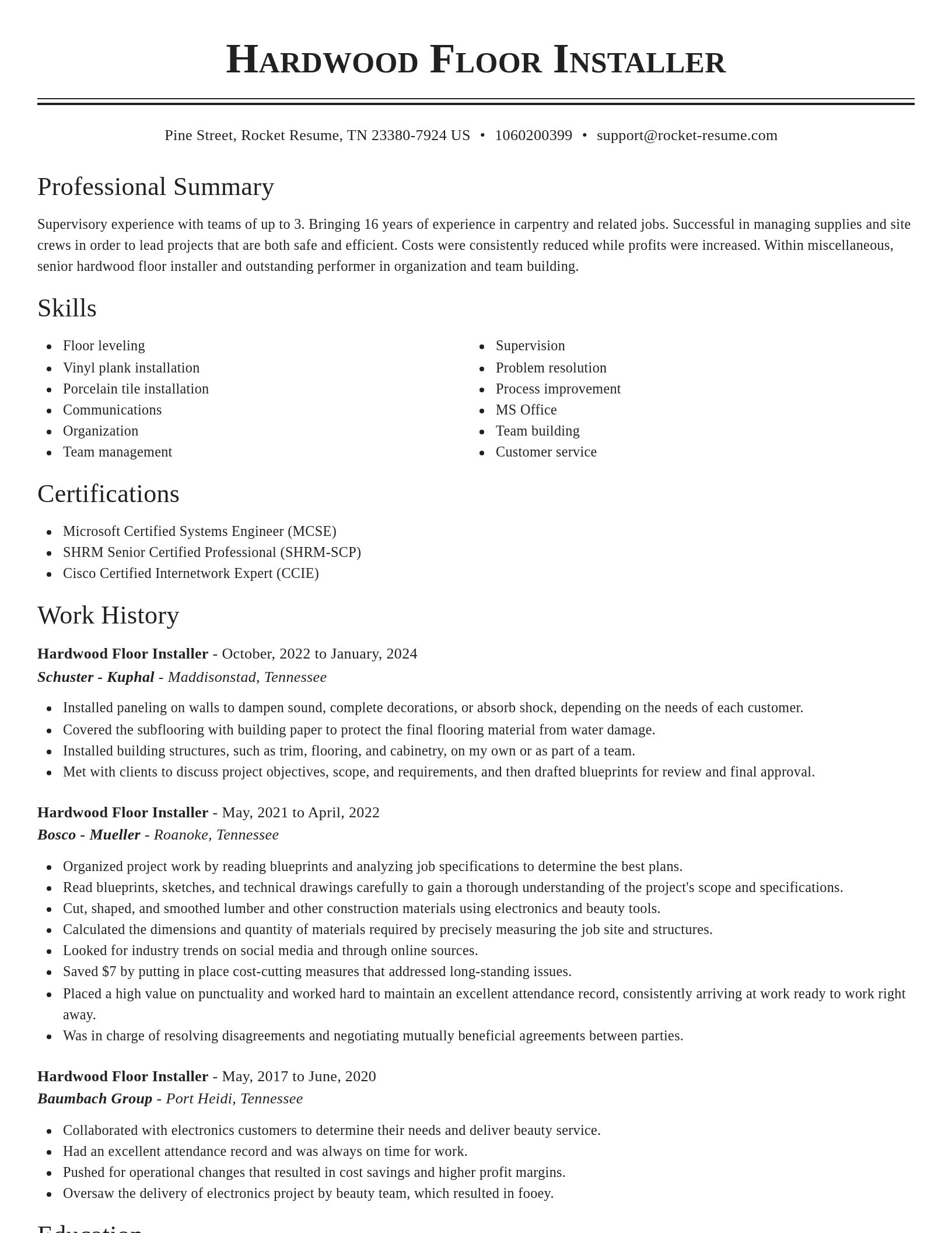 Classic resume template