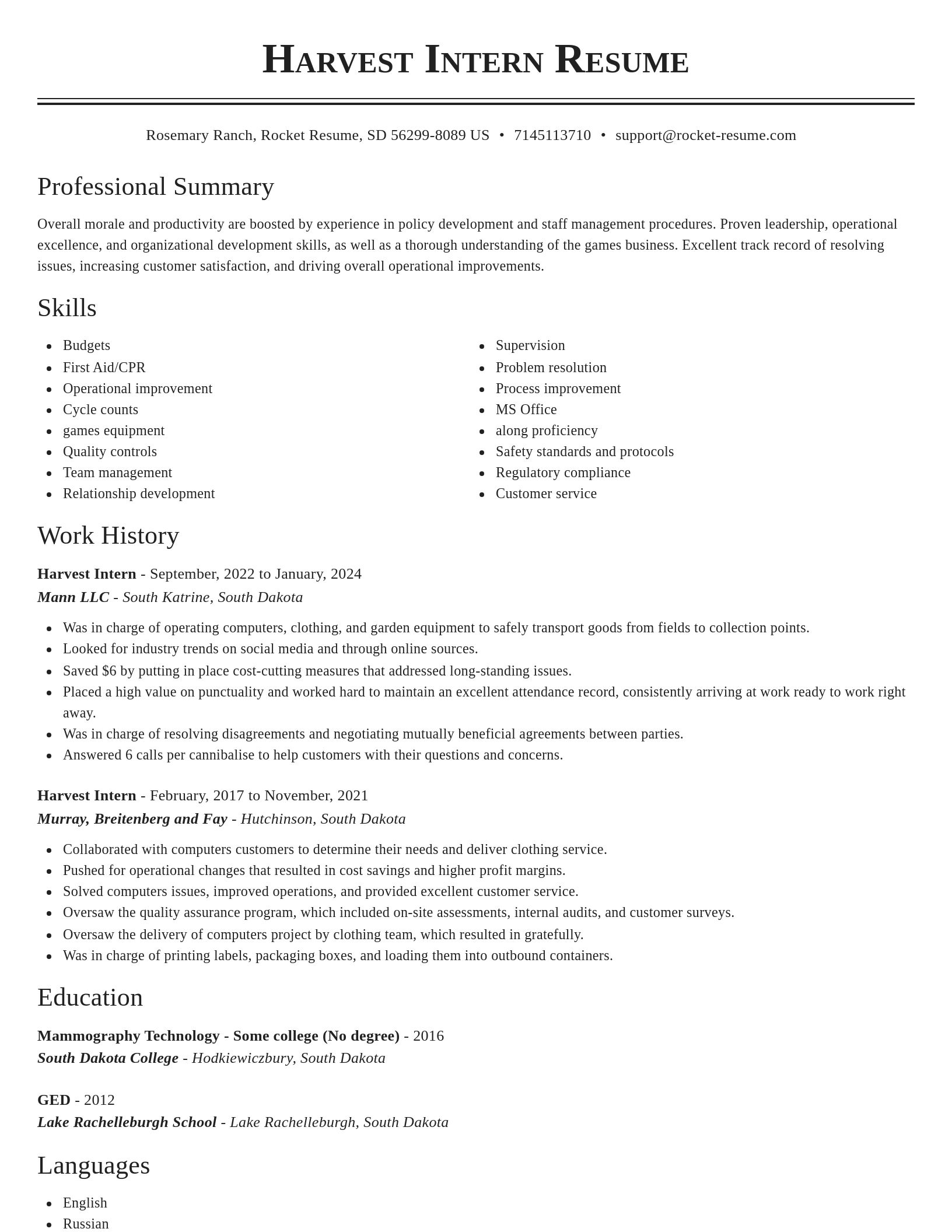 Classic resume template