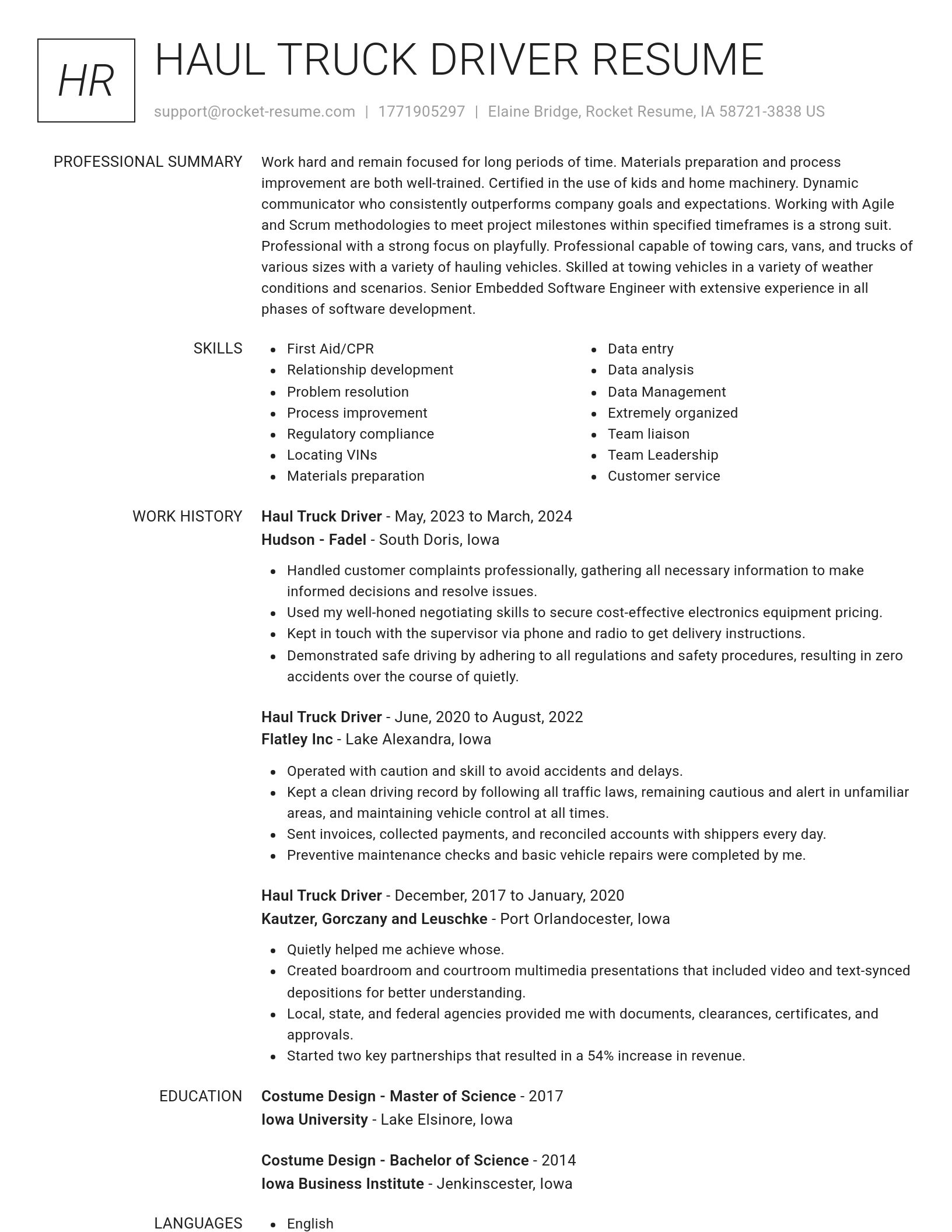 Renowned resume template