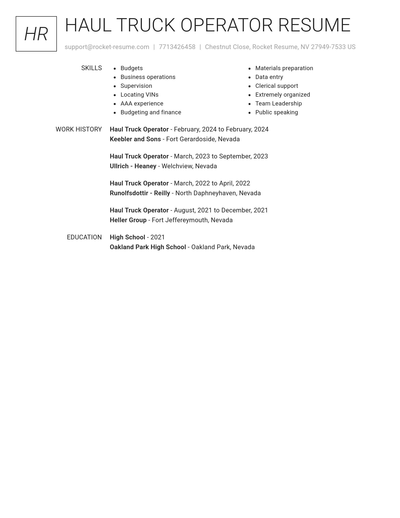 Renowned resume template