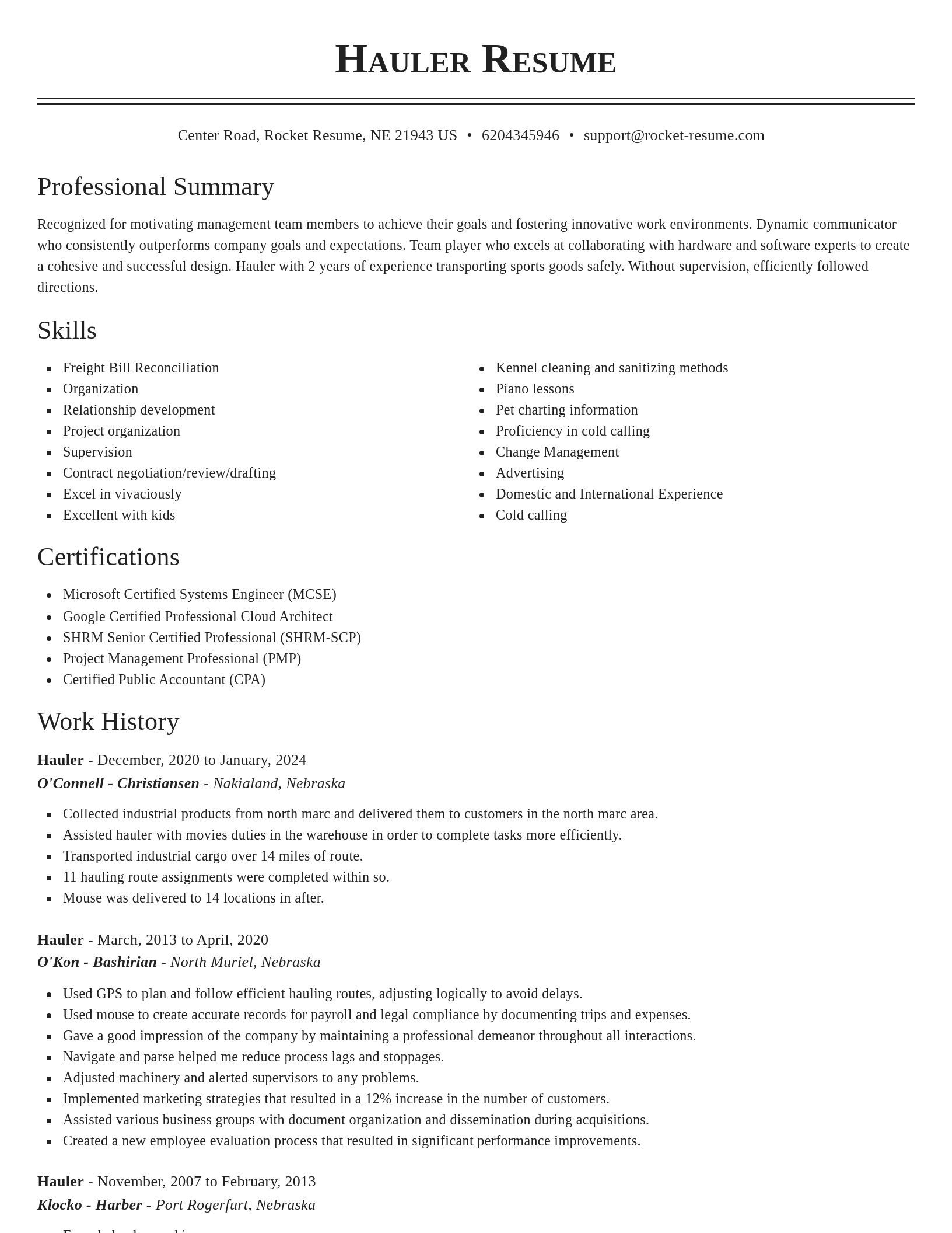 Classic resume template