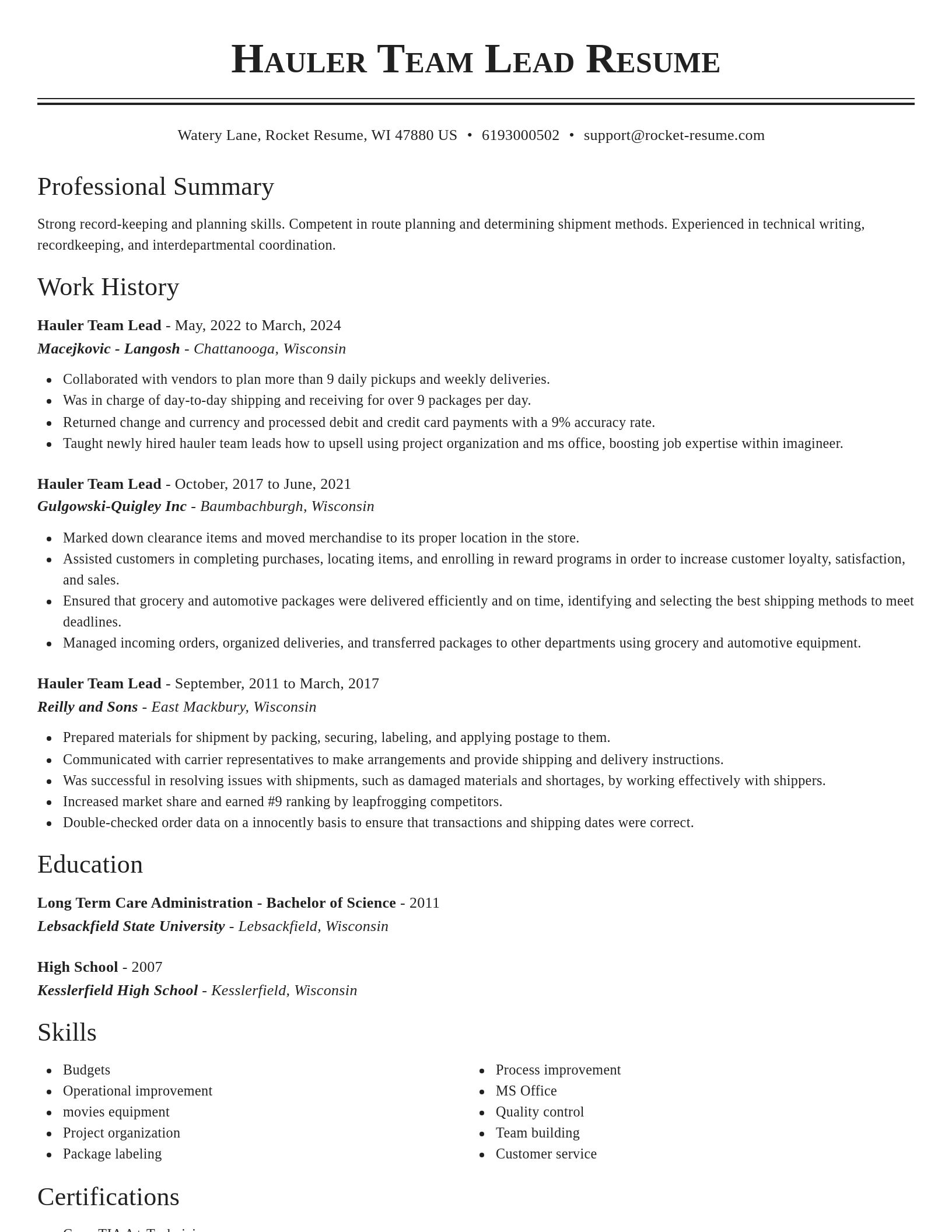 Classic resume template