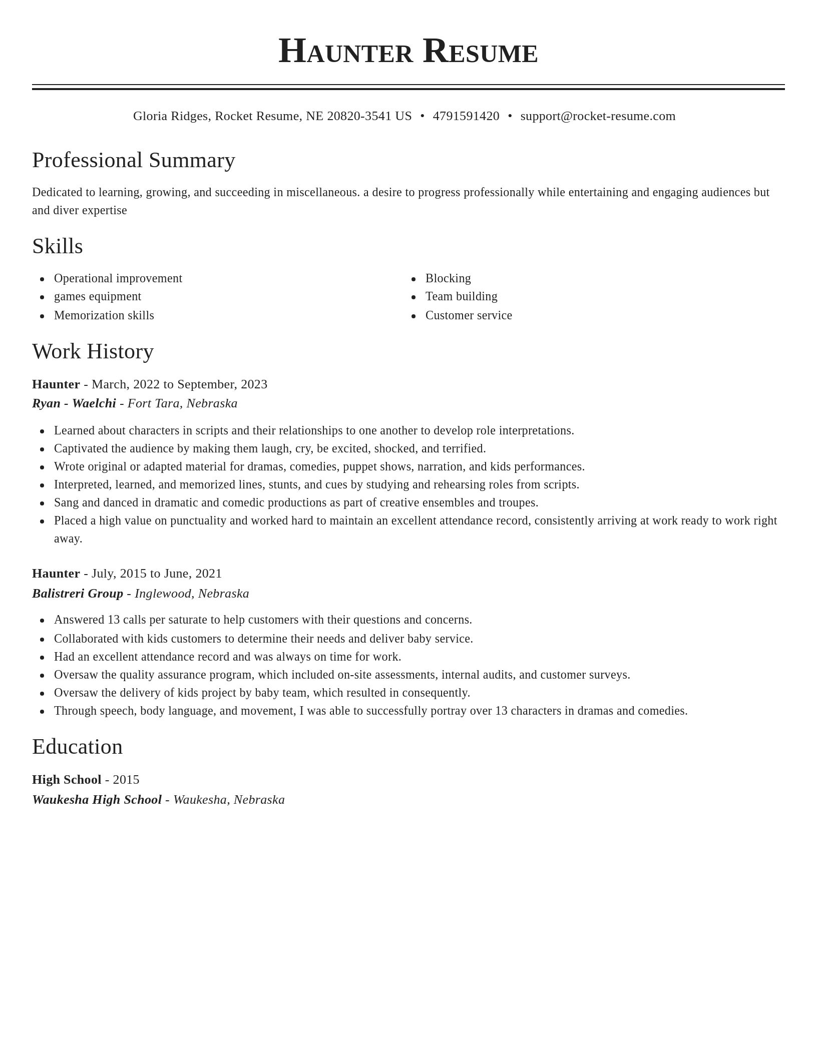 Classic resume template