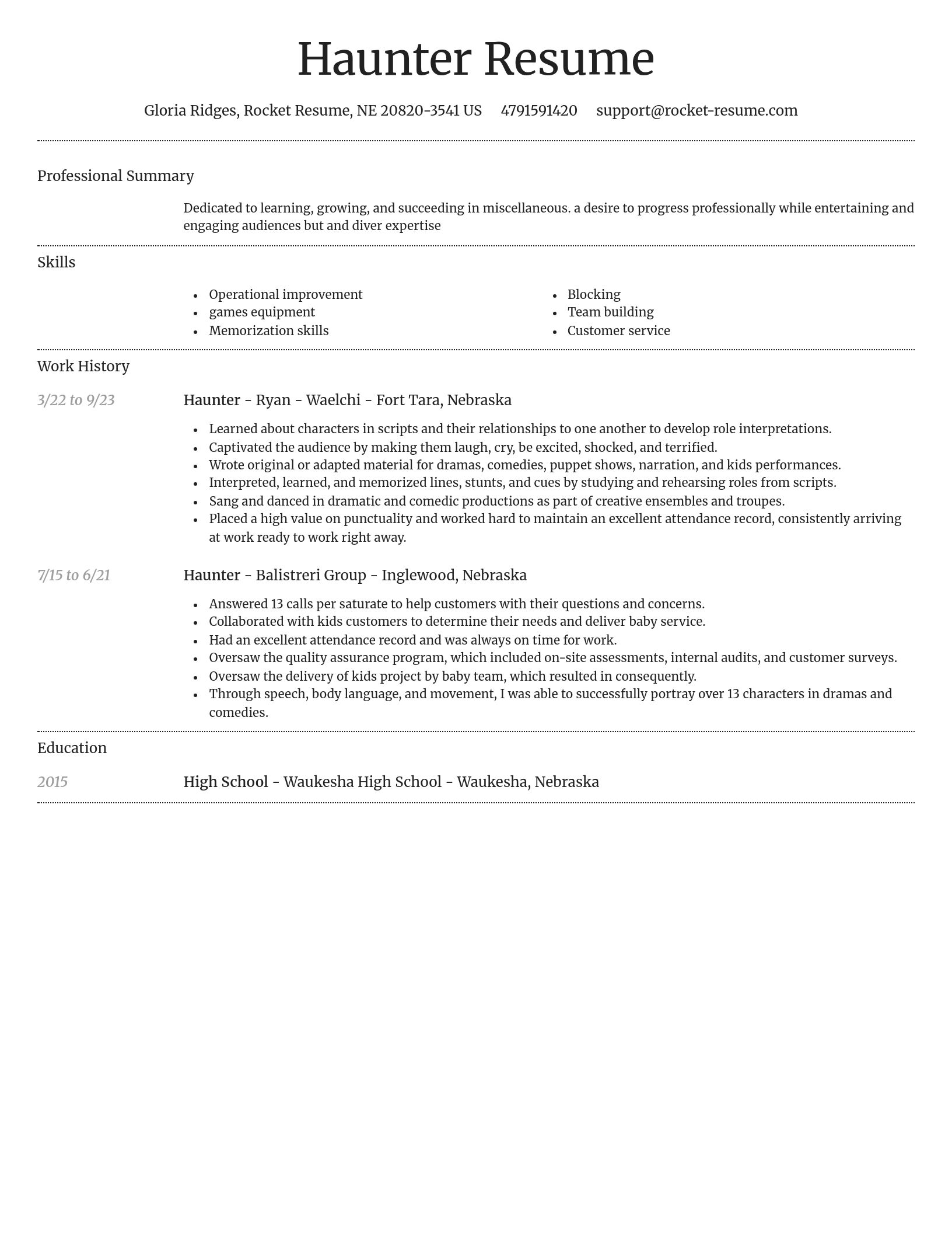 Dignified resume template
