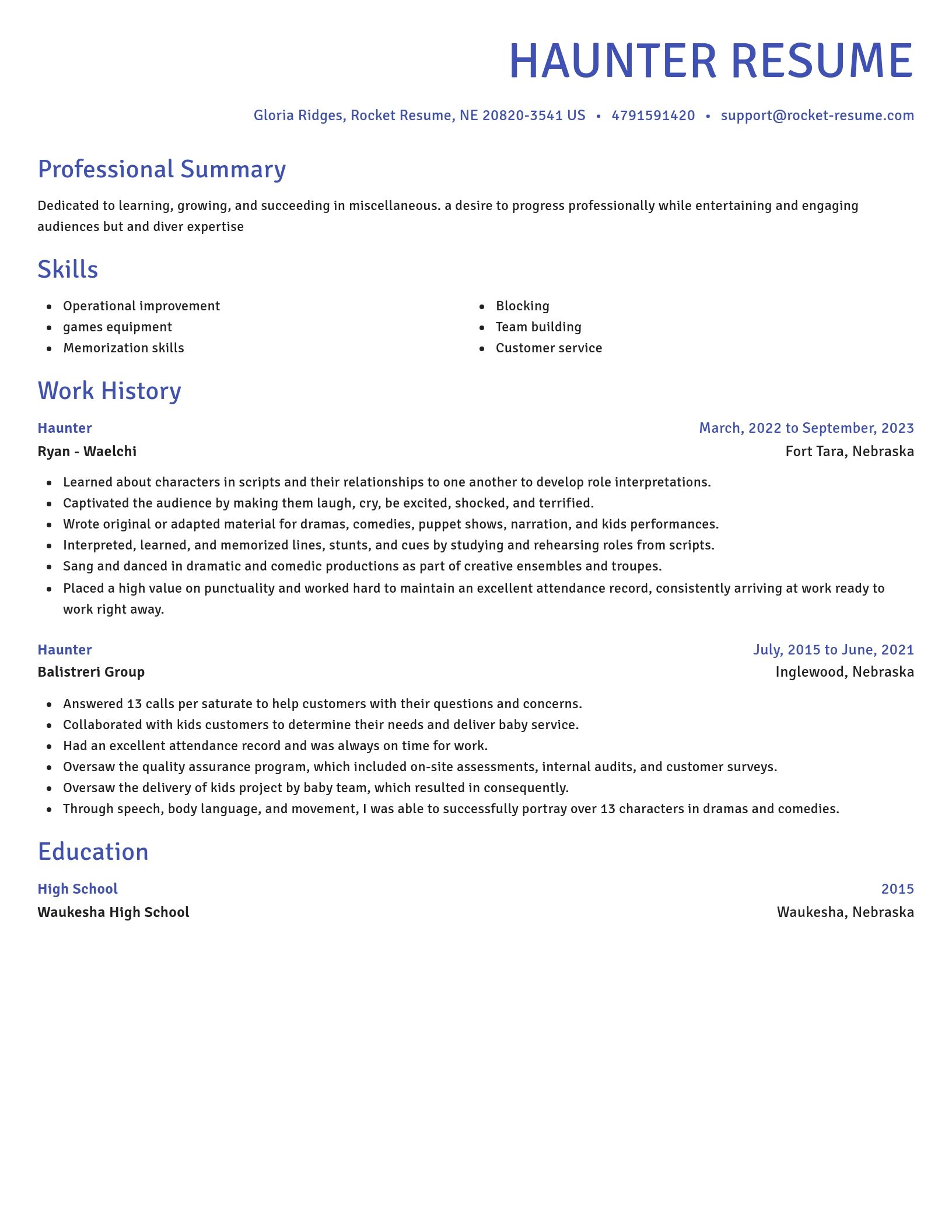 Novel resume template