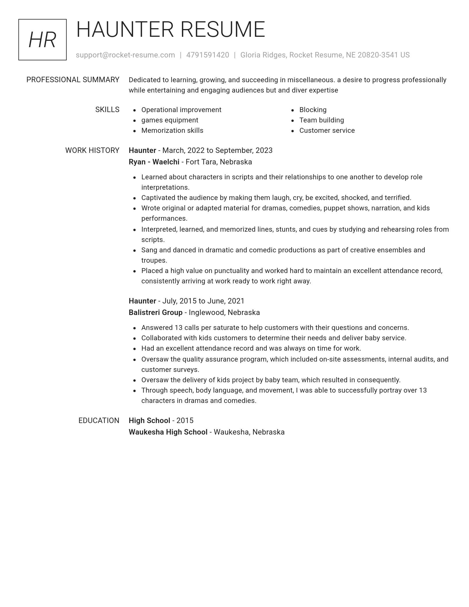 Renowned resume template