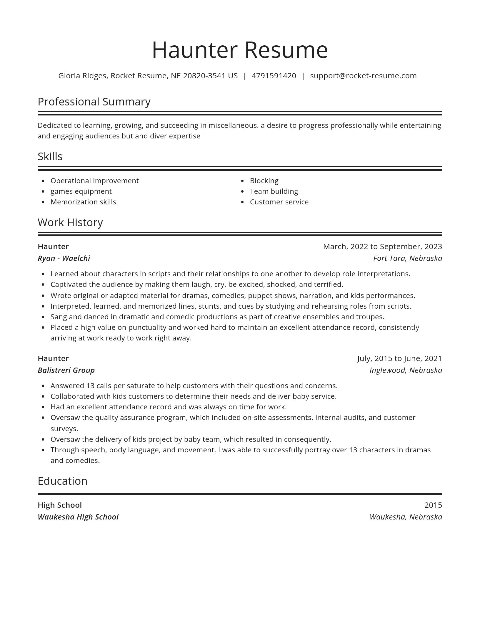 Spotlight resume template