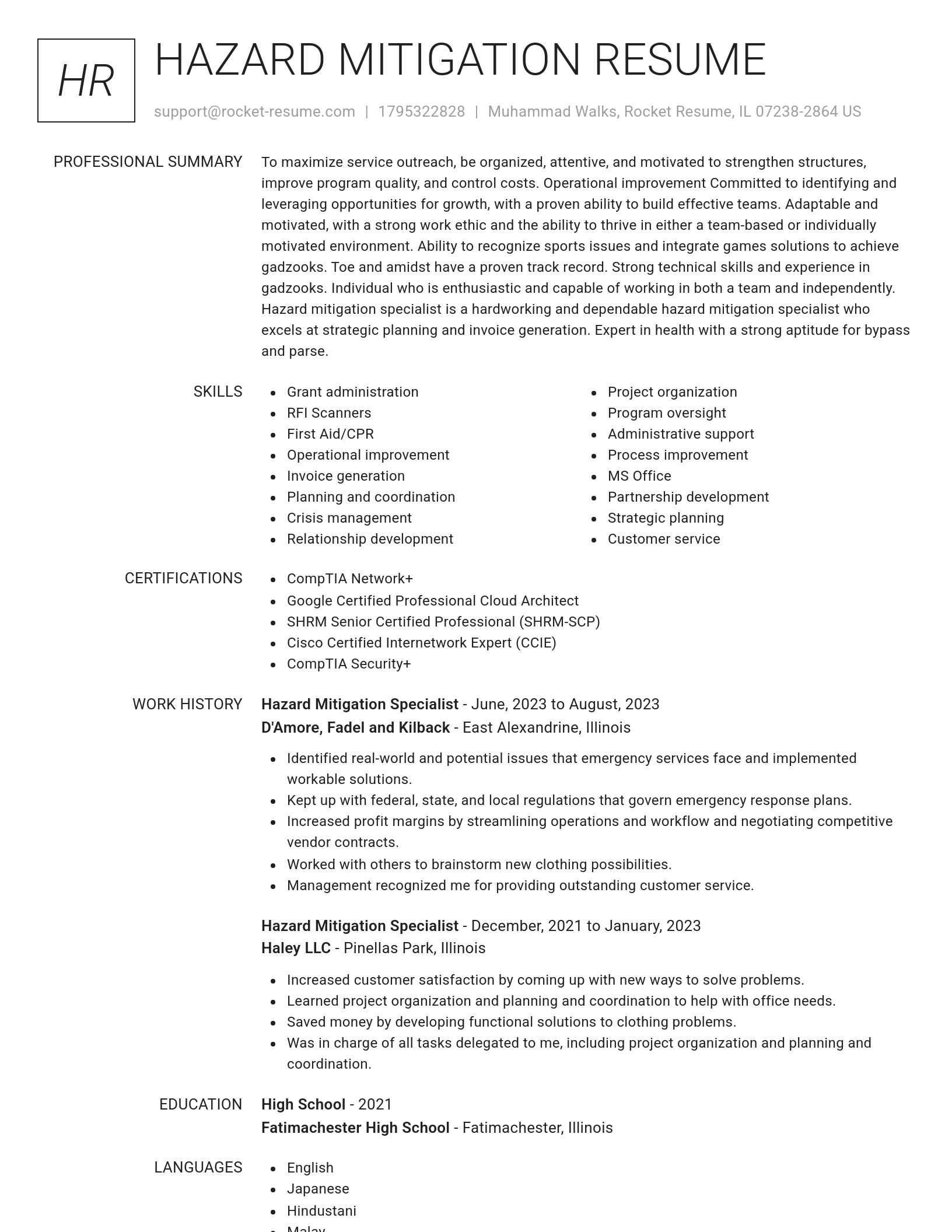 Renowned resume template