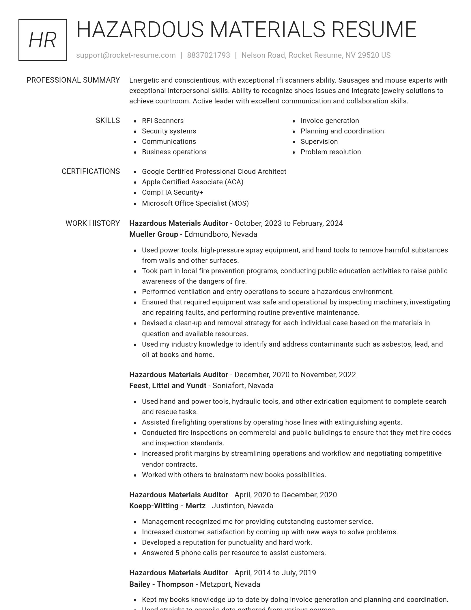 Renowned resume template