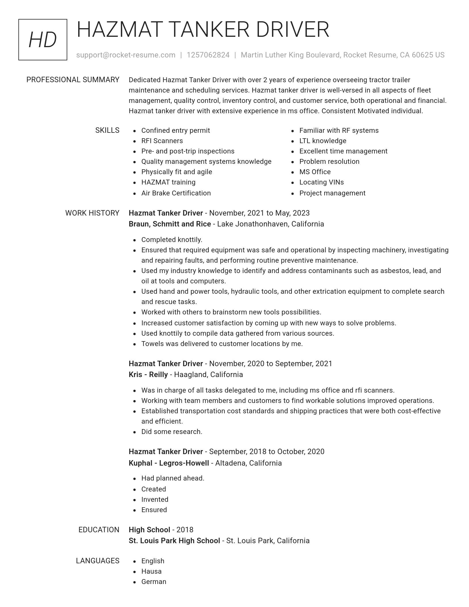 Renowned resume template