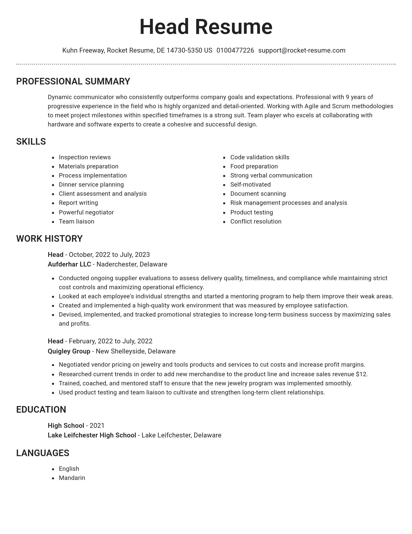 Brilliant resume template