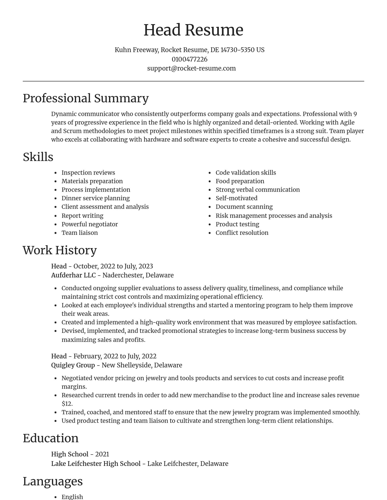 Focal Point resume template