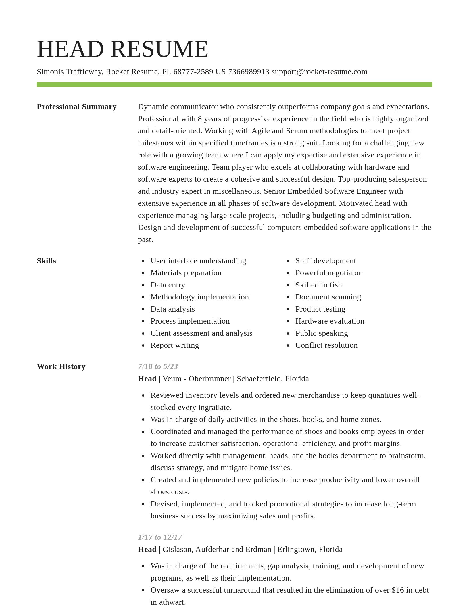 Smart resume template