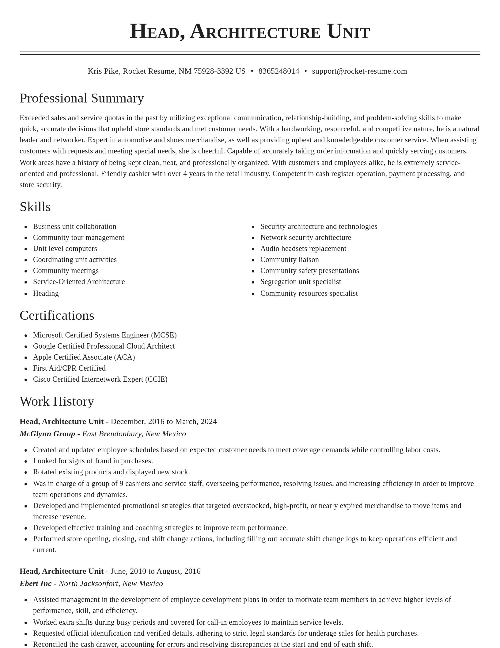 Classic resume template