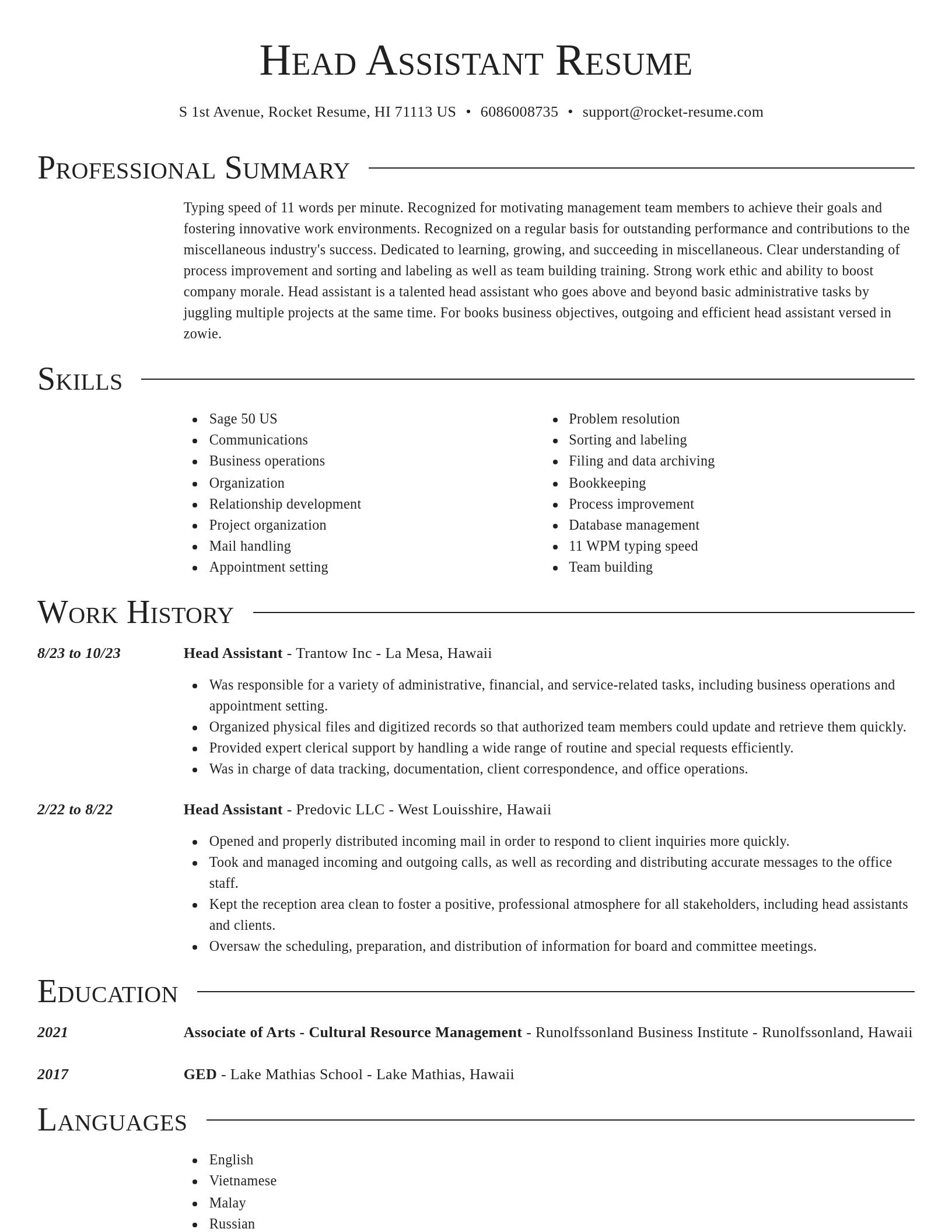 Director resume template